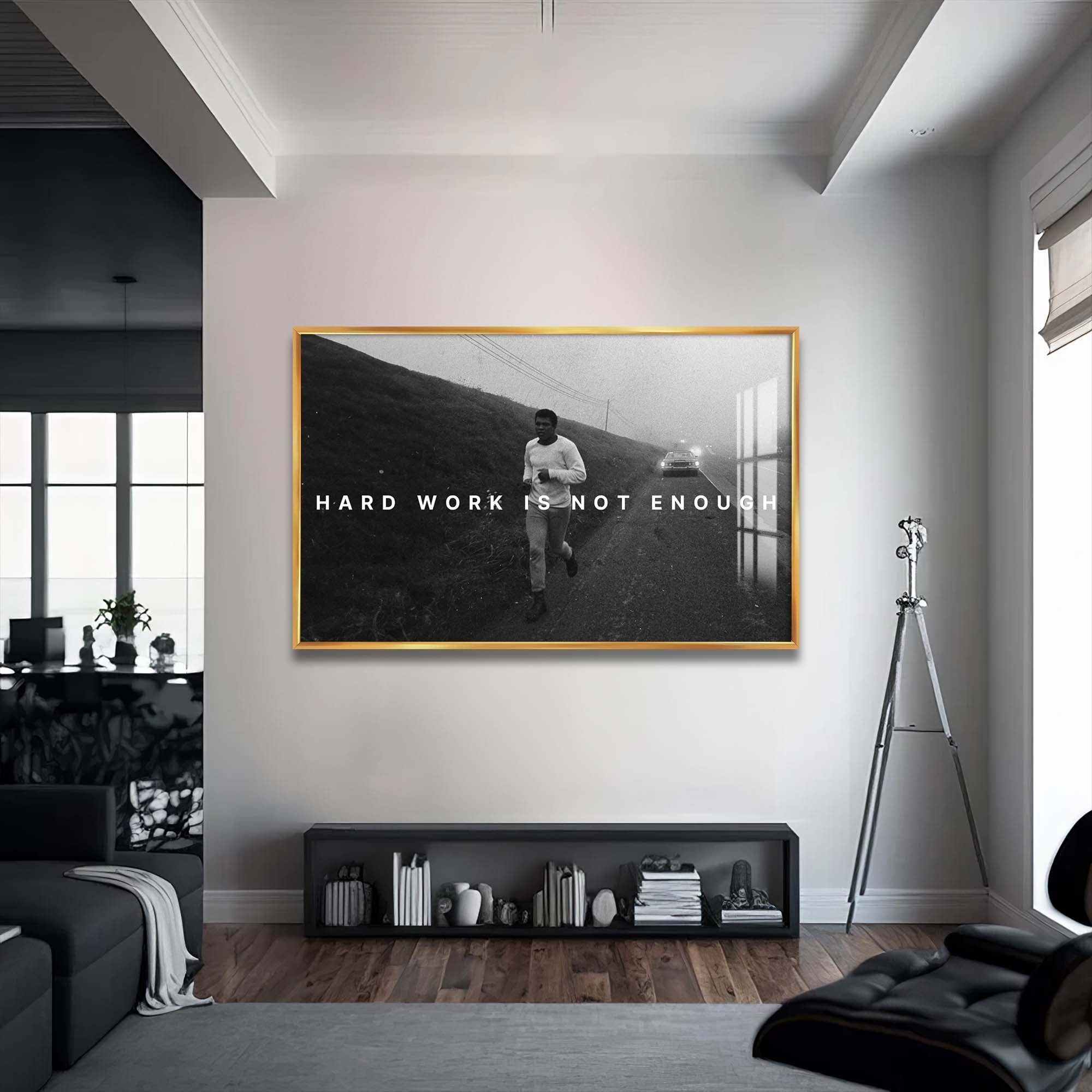 Artronauts Glass Print 72x46 cm | 28.3"x18.1" / Gold Muhammad Ali - Hard Work Is Not Enough