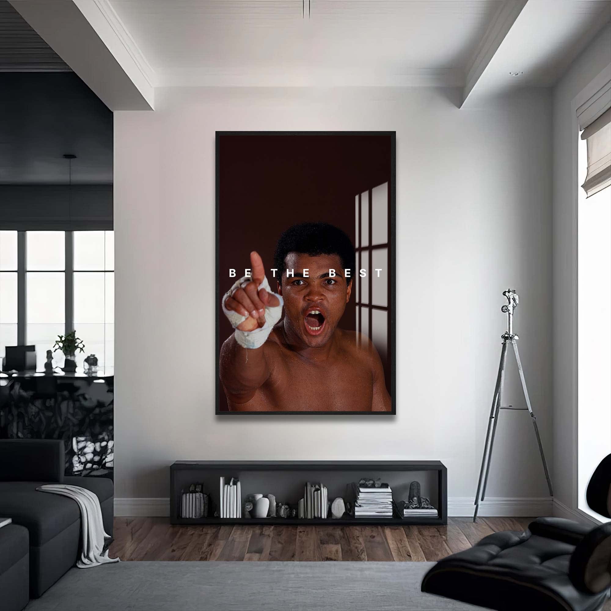 Artronauts Glass Print 72x46 cm | 28.3"x18.1" / Black Muhammad Ali - Be The Best