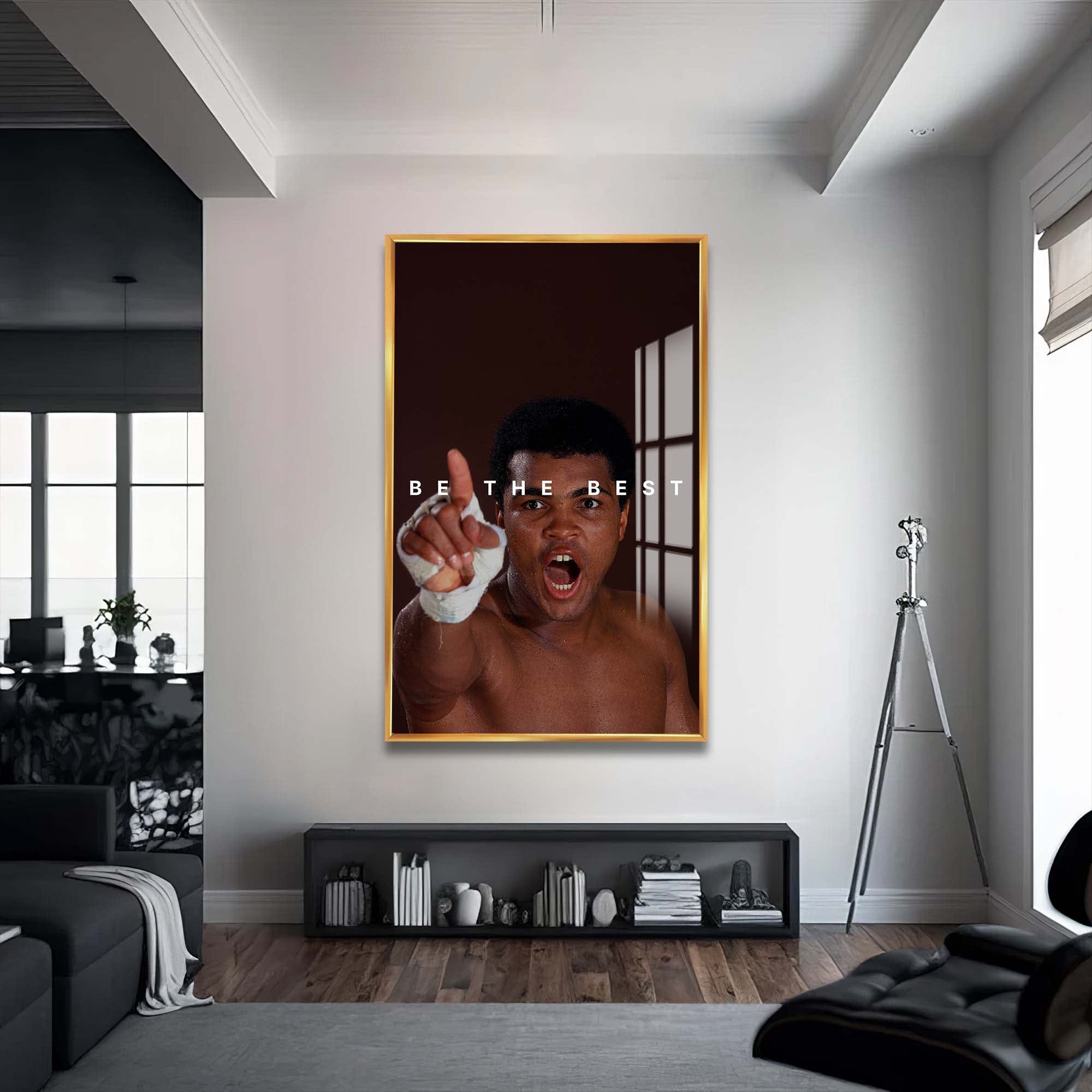 Artronauts Glass Print 72x46 cm | 28.3"x18.1" / Gold Muhammad Ali - Be The Best