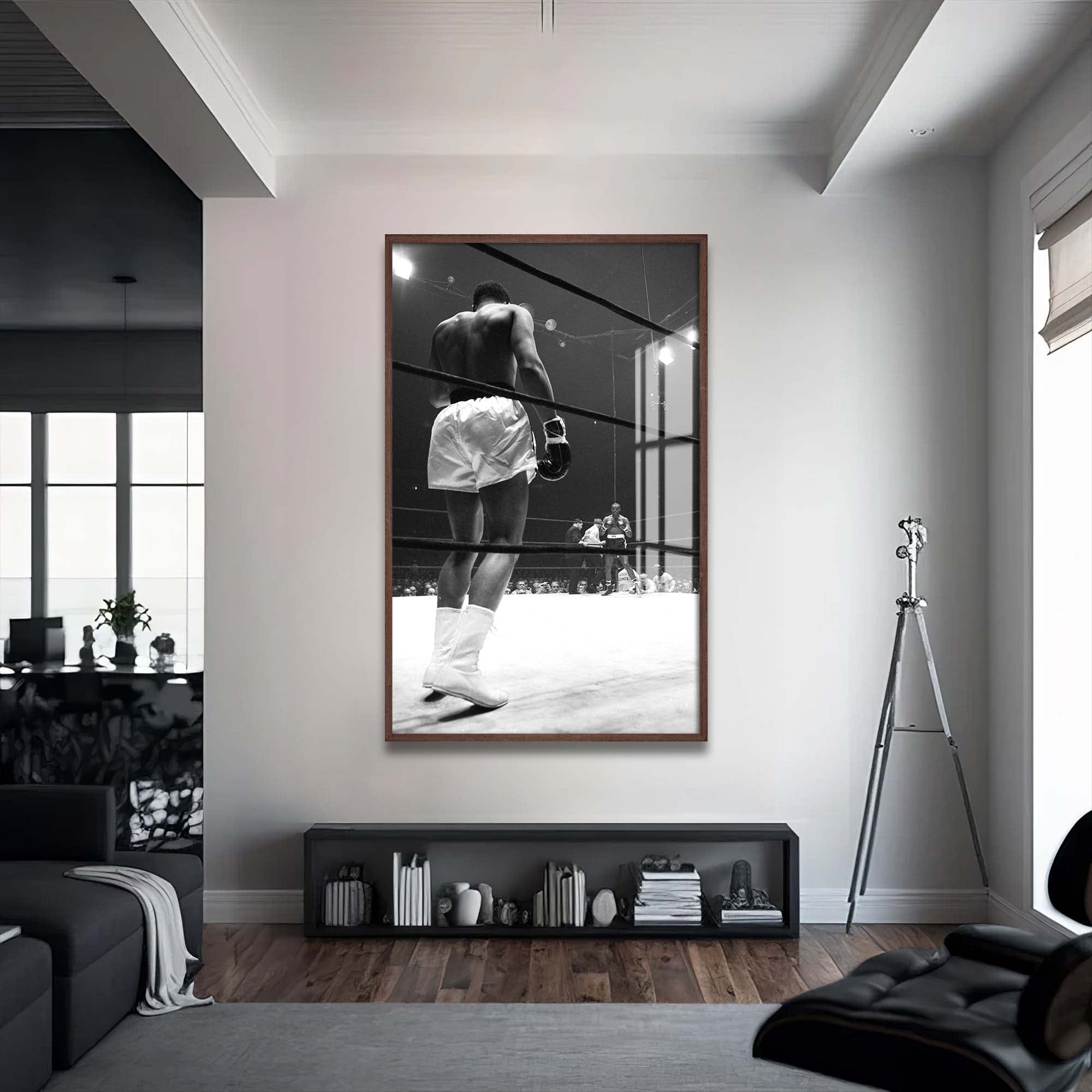 Artronauts Glass Print 72x46 cm | 28.3"x18.1" / Walnut Muhammad Ali - vs Jones II