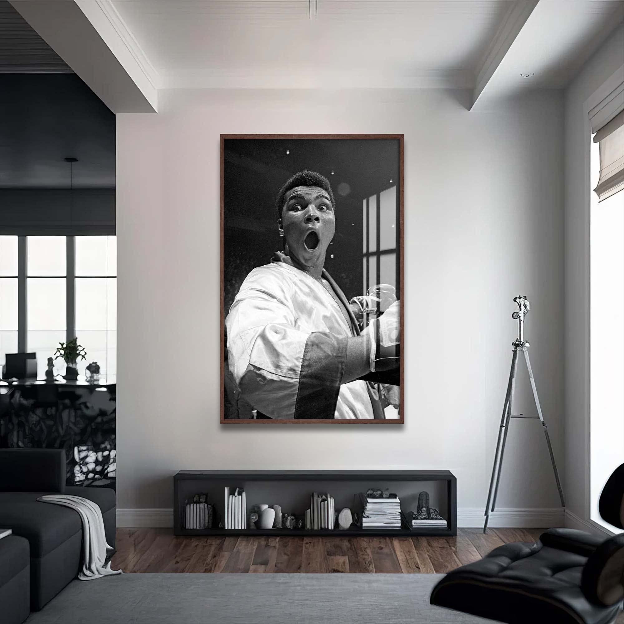 Artronauts Glass Print 72x46 cm | 28.3"x18.1" / Walnut Muhammad Ali - vs Jones