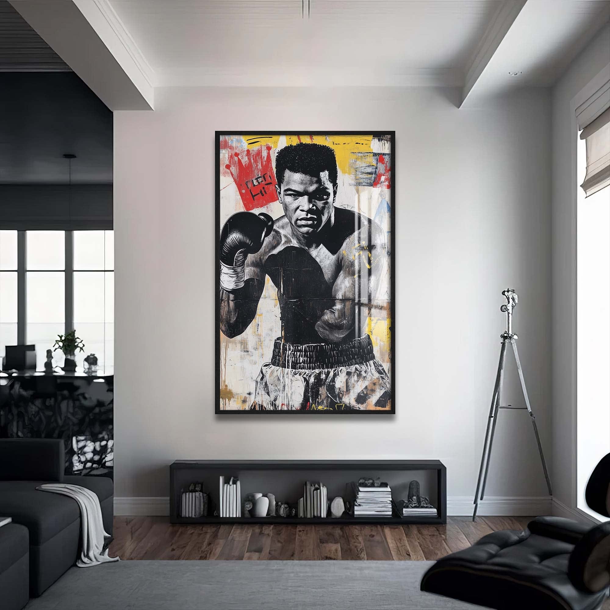 Artronauts Glass Print 72x46 cm | 28.3"x18.1" / Black Muhammad Ali - King