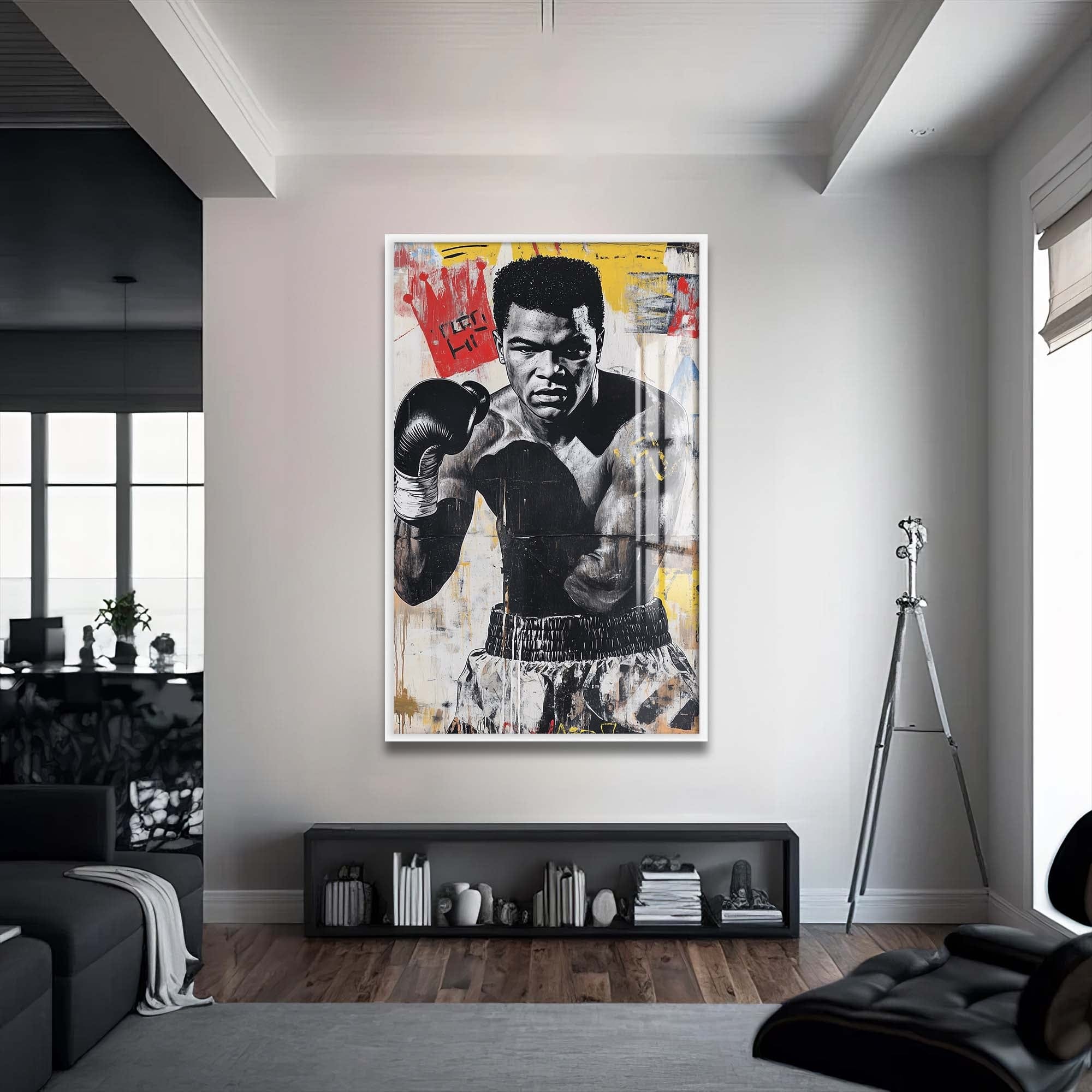 Artronauts Glass Print 72x46 cm | 28.3"x18.1" / White Muhammad Ali - King