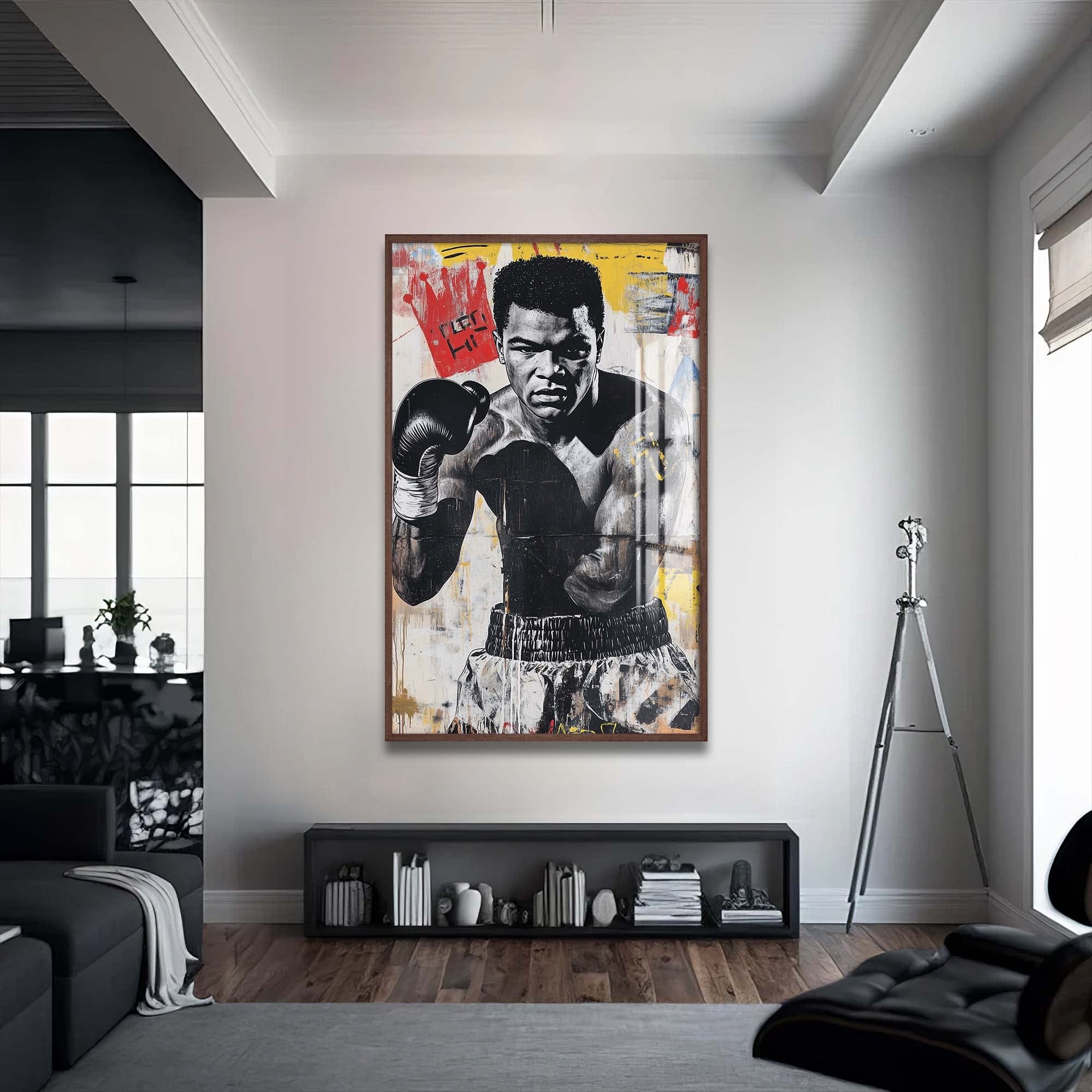 Artronauts Glass Print 72x46 cm | 28.3"x18.1" / Walnut Muhammad Ali - King