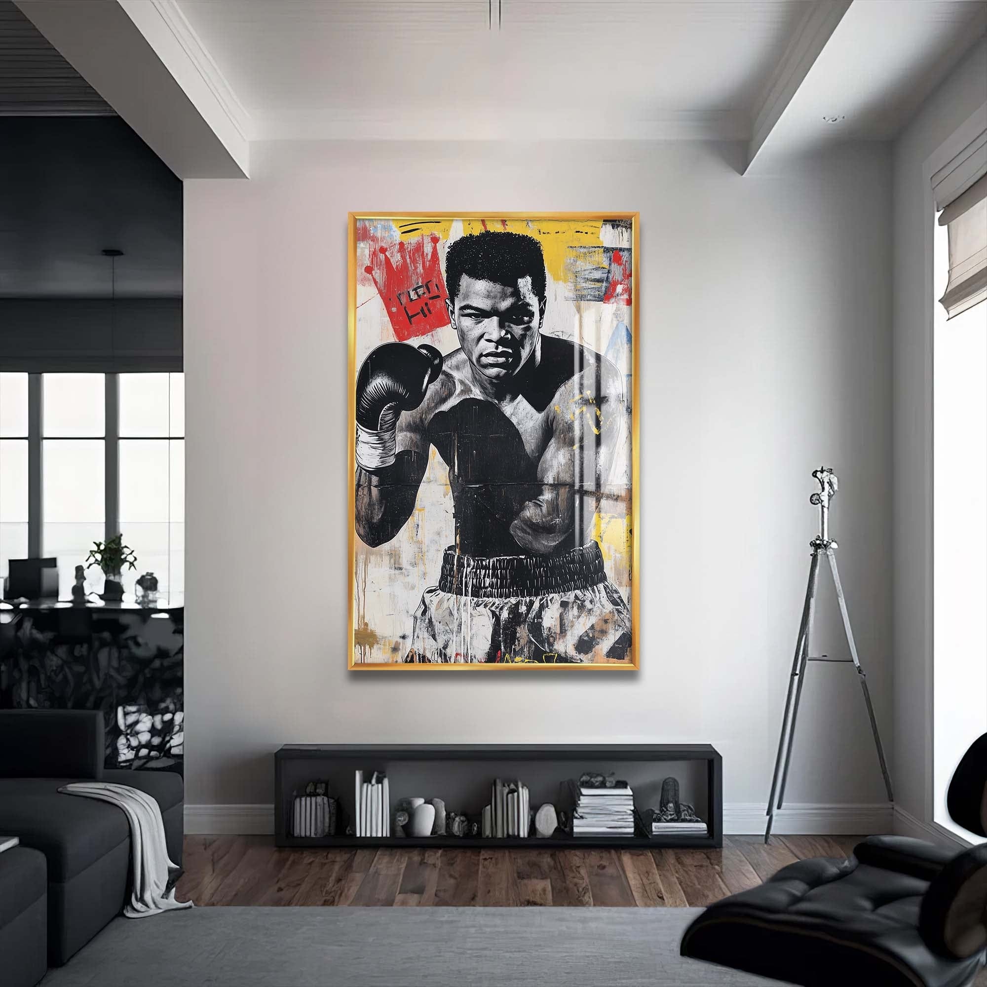 Artronauts Glass Print 72x46 cm | 28.3"x18.1" / Gold Muhammad Ali - King