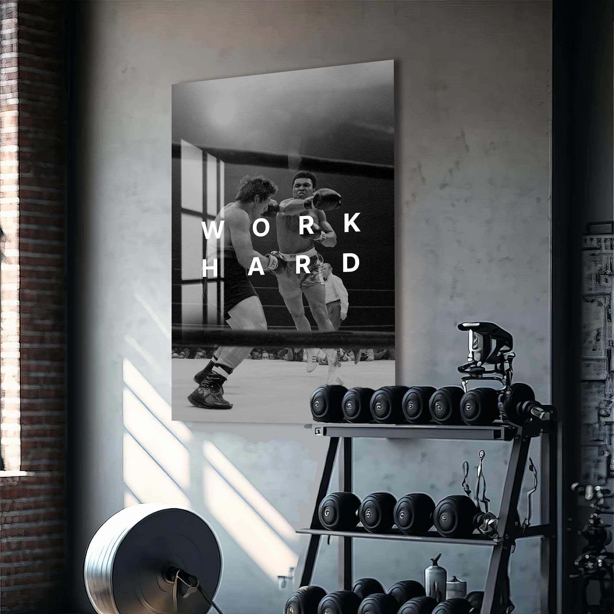 Artronauts Glass Print Muhammad Ali - Work Hard