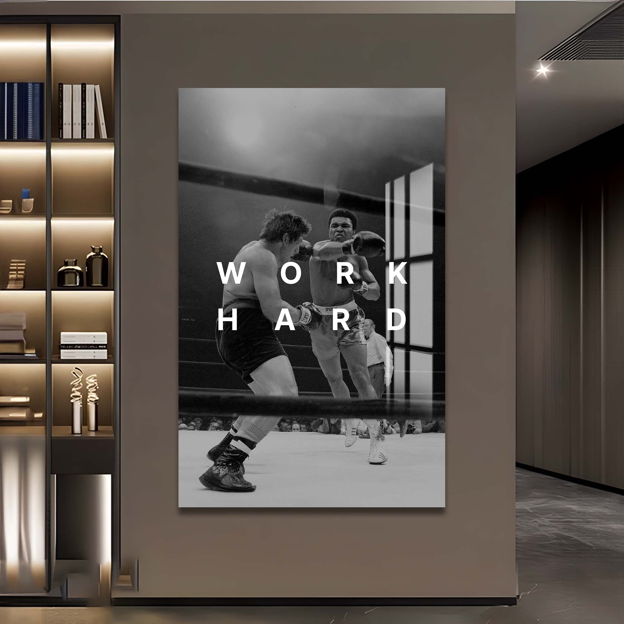 Artronauts Glass Print Muhammad Ali - Work Hard