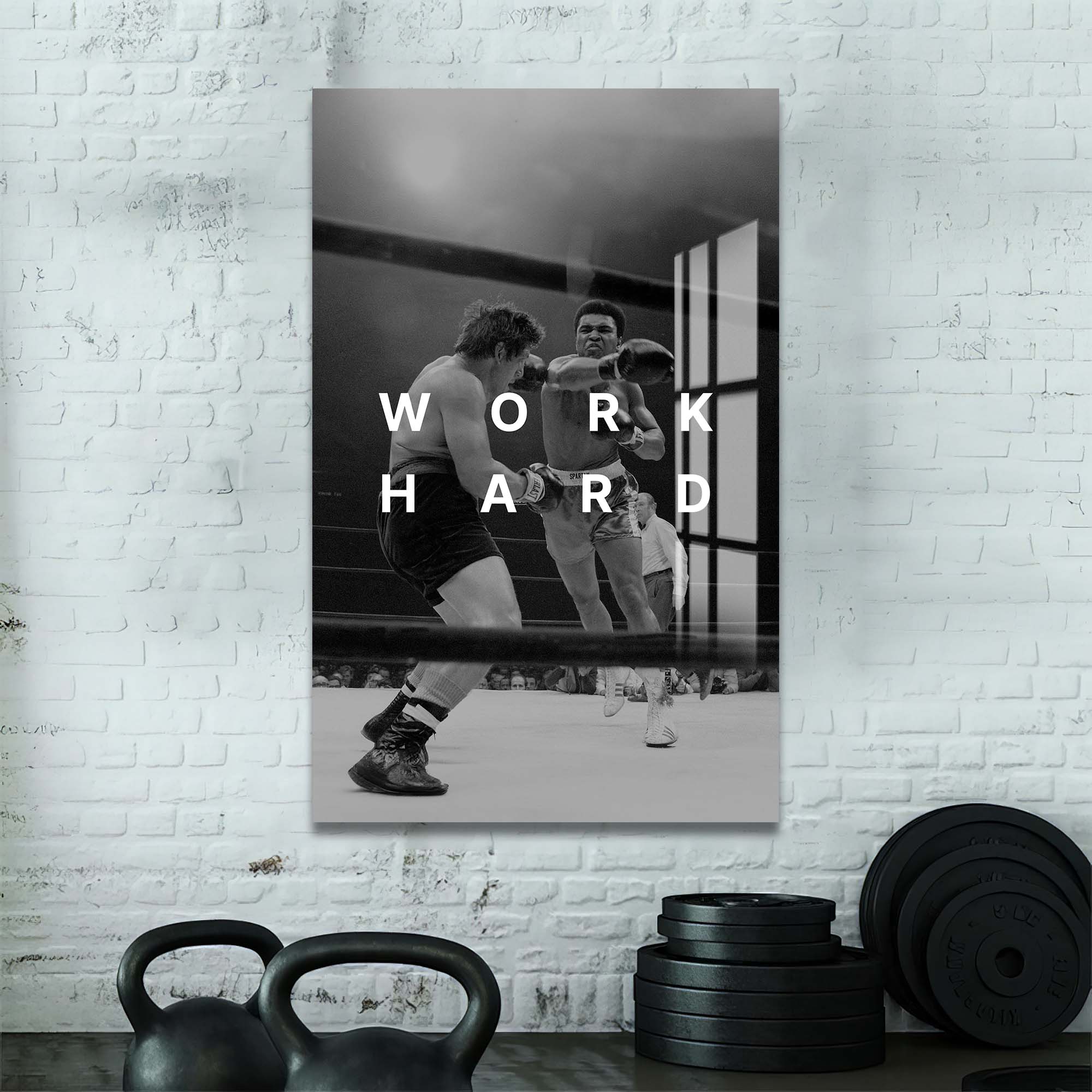 Artronauts Glass Print Muhammad Ali - Work Hard