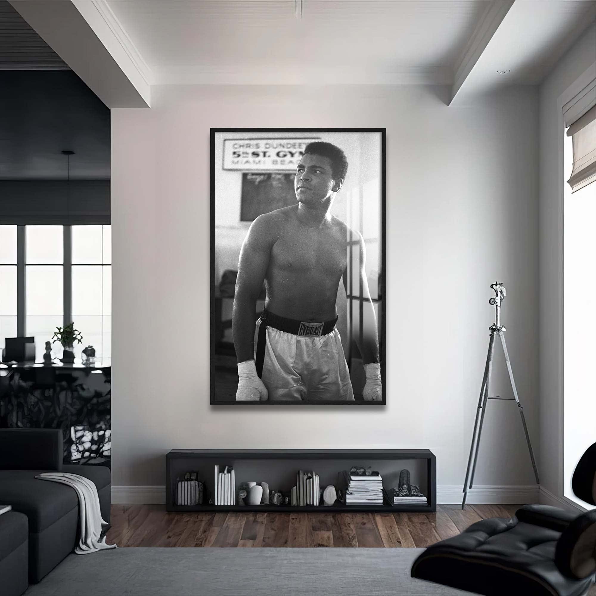 Artronauts Glass Print 72x46 cm | 28.3"x18.1" / Black Muhammad Ali - 5th Street Gym