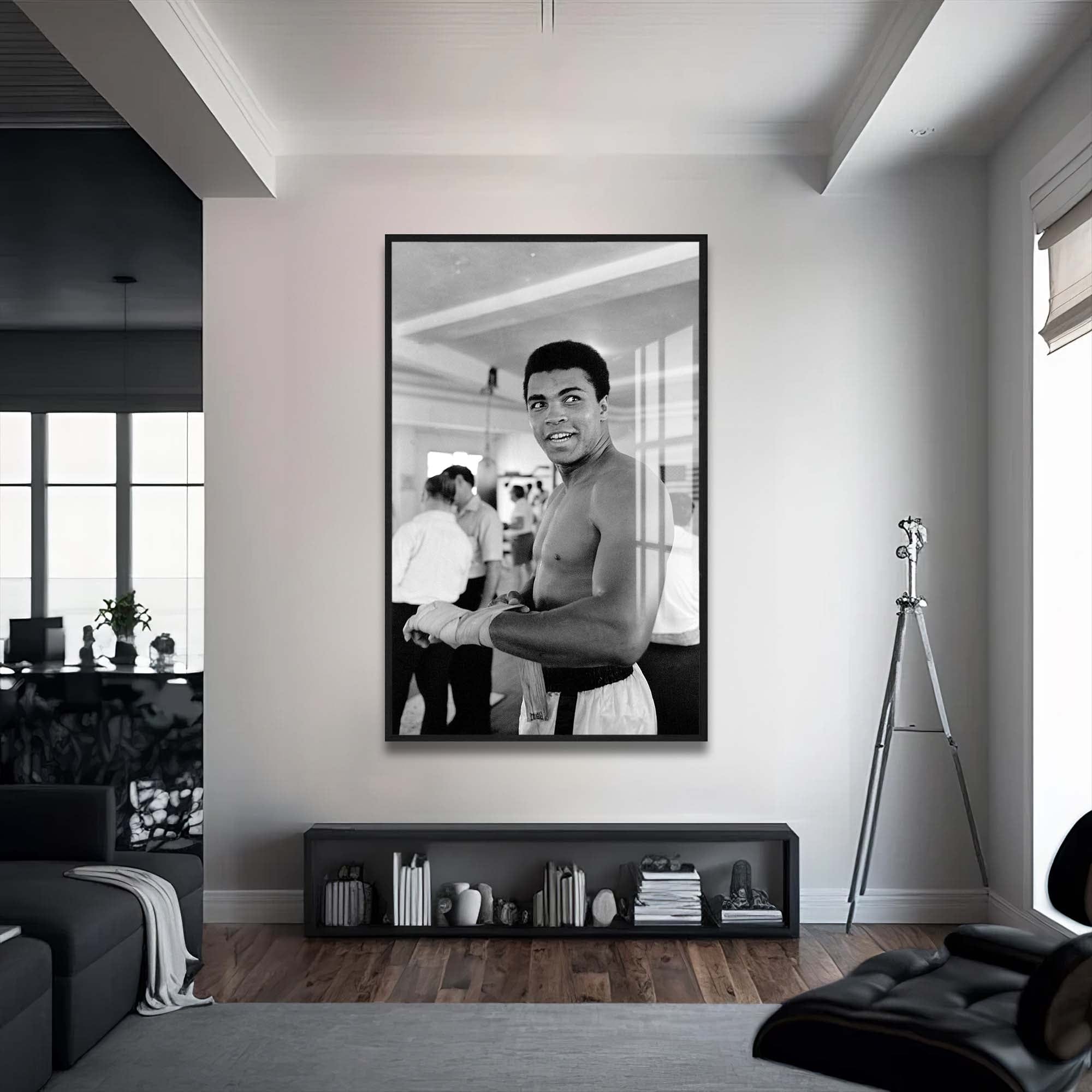 Artronauts Glass Print 72x46 cm | 28.3"x18.1" / Black Muhammad Ali - Prepare