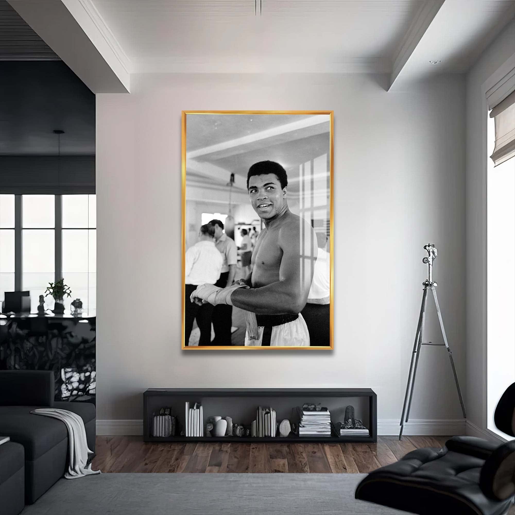 Artronauts Glass Print 72x46 cm | 28.3"x18.1" / Gold Muhammad Ali - Prepare