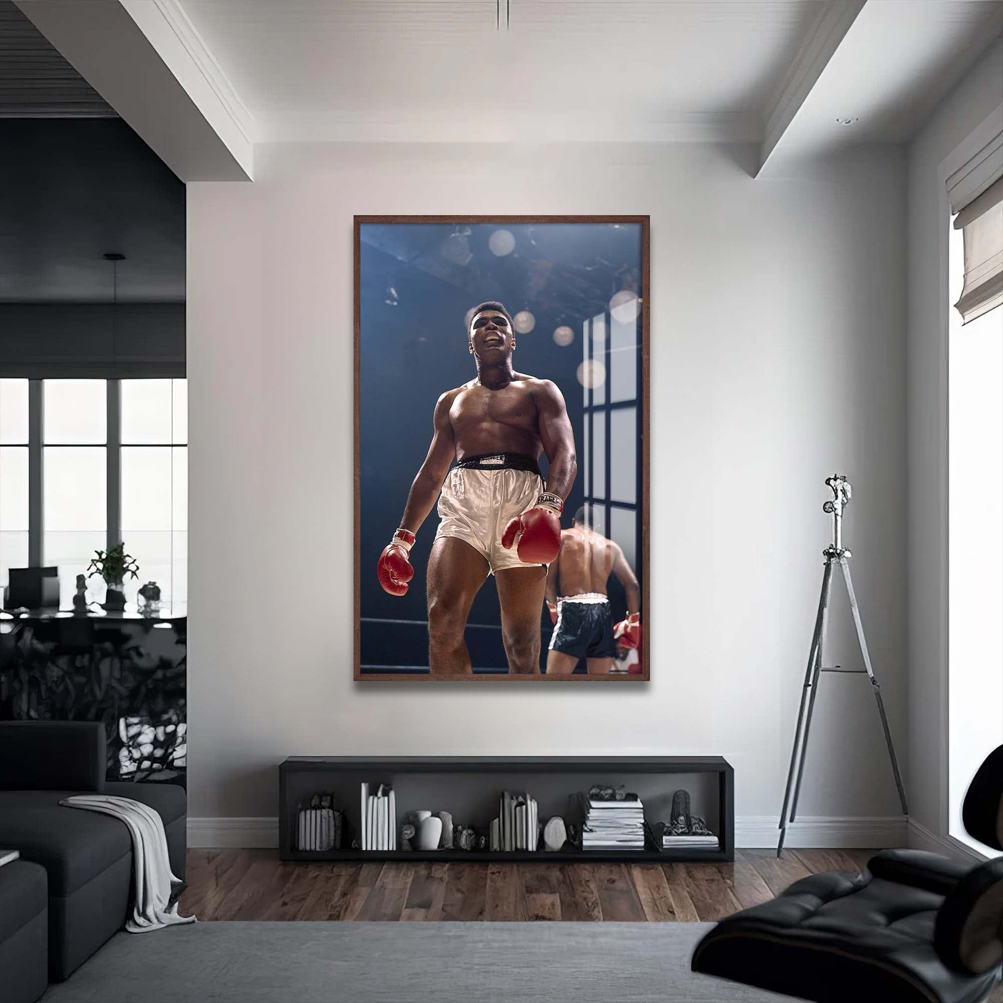 Artronauts Glass Print 72x46 cm | 28.3"x18.1" / Walnut Muhammad Ali - vs Floyd Patterson