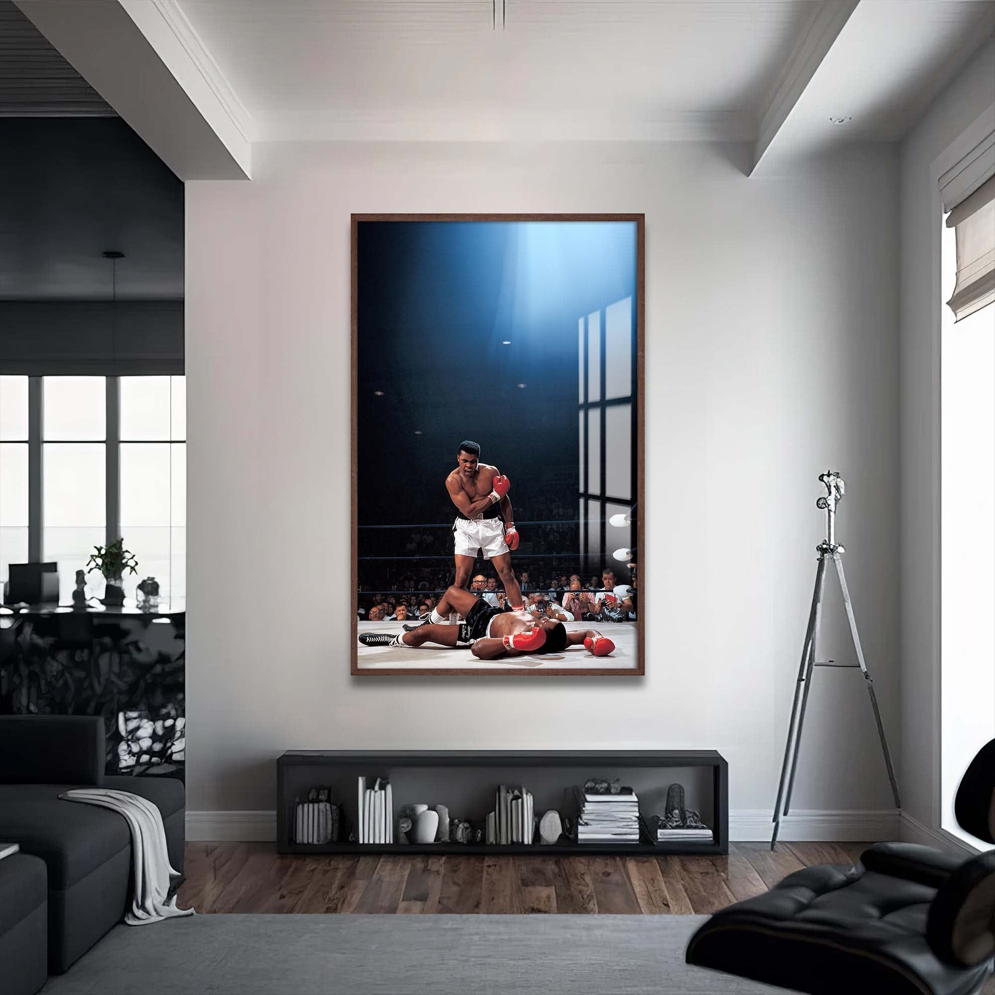 Artronauts Glass Print 72x46 cm | 28.3"x18.1" / Walnut Muhammad Ali - Winner