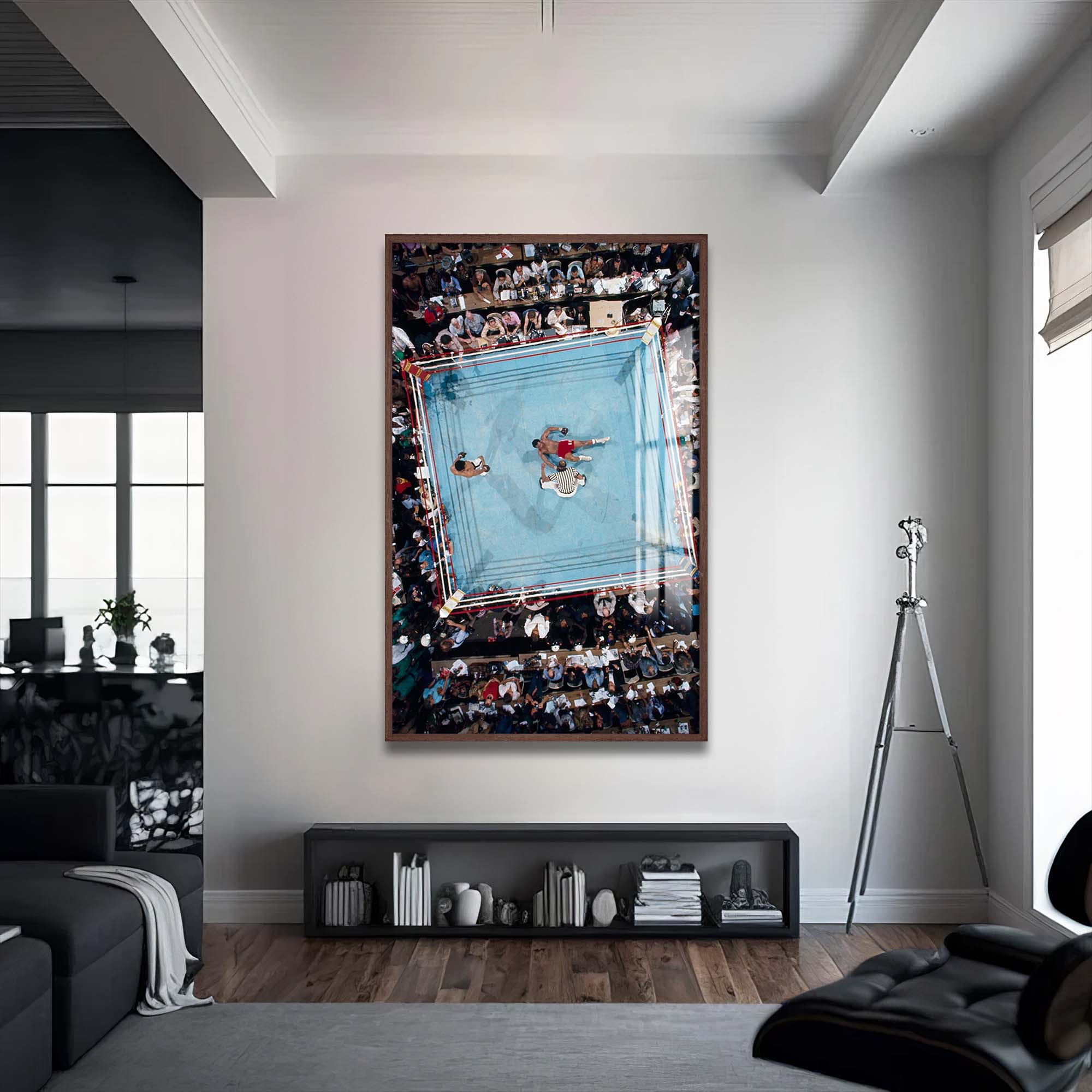 Artronauts Glass Print 72x46 cm | 28.3"x18.1" / Walnut Muhammad Ali - Knockout