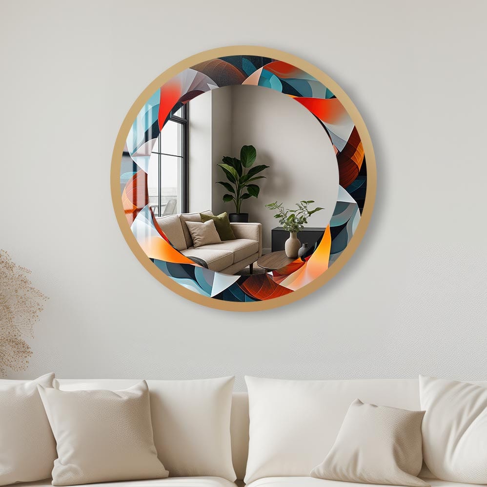 Artronauts Glass Print 40 cm ⌀ | 15.7" / Gold Geometrical - Tempered Glass Mirror