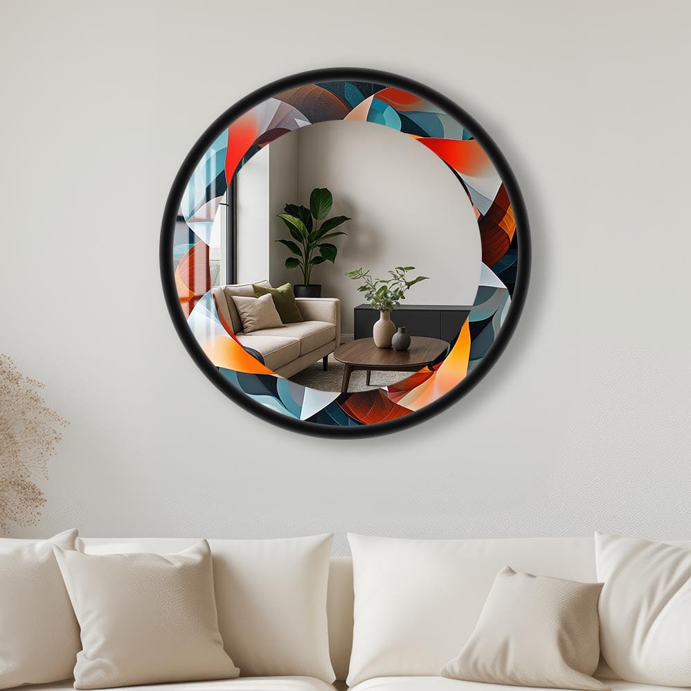Artronauts Glass Print 40 cm ⌀ | 15.7" / Black Geometrical - Tempered Glass Mirror