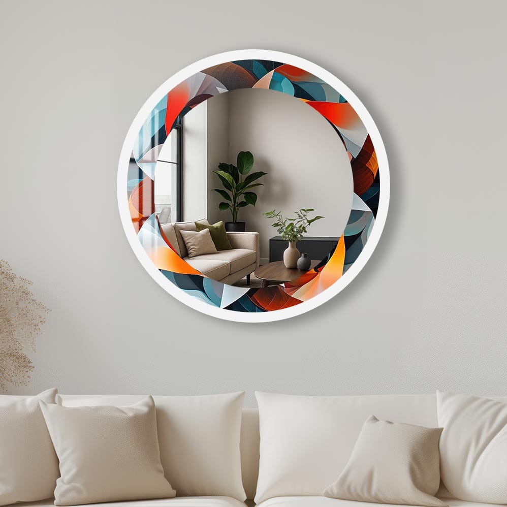 Artronauts Glass Print 40 cm ⌀ | 15.7" / White Geometrical - Tempered Glass Mirror