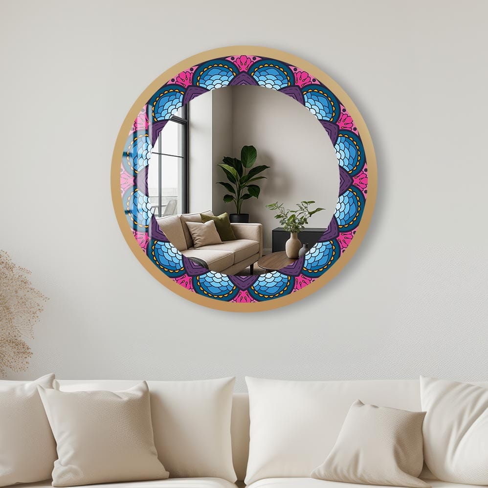 Artronauts Glass Print 40 cm ⌀ | 15.7" / Gold Mandala - Tempered Glass Mirror