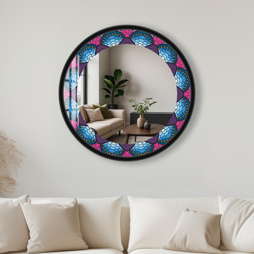 Artronauts Glass Print 40 cm ⌀ | 15.7" / Black Mandala - Tempered Glass Mirror