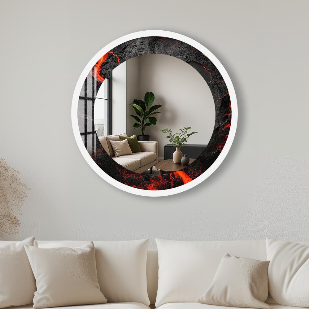 Artronauts Glass Print 40 cm ⌀ | 15.7" / White The Lava - Tempered Glass Mirror