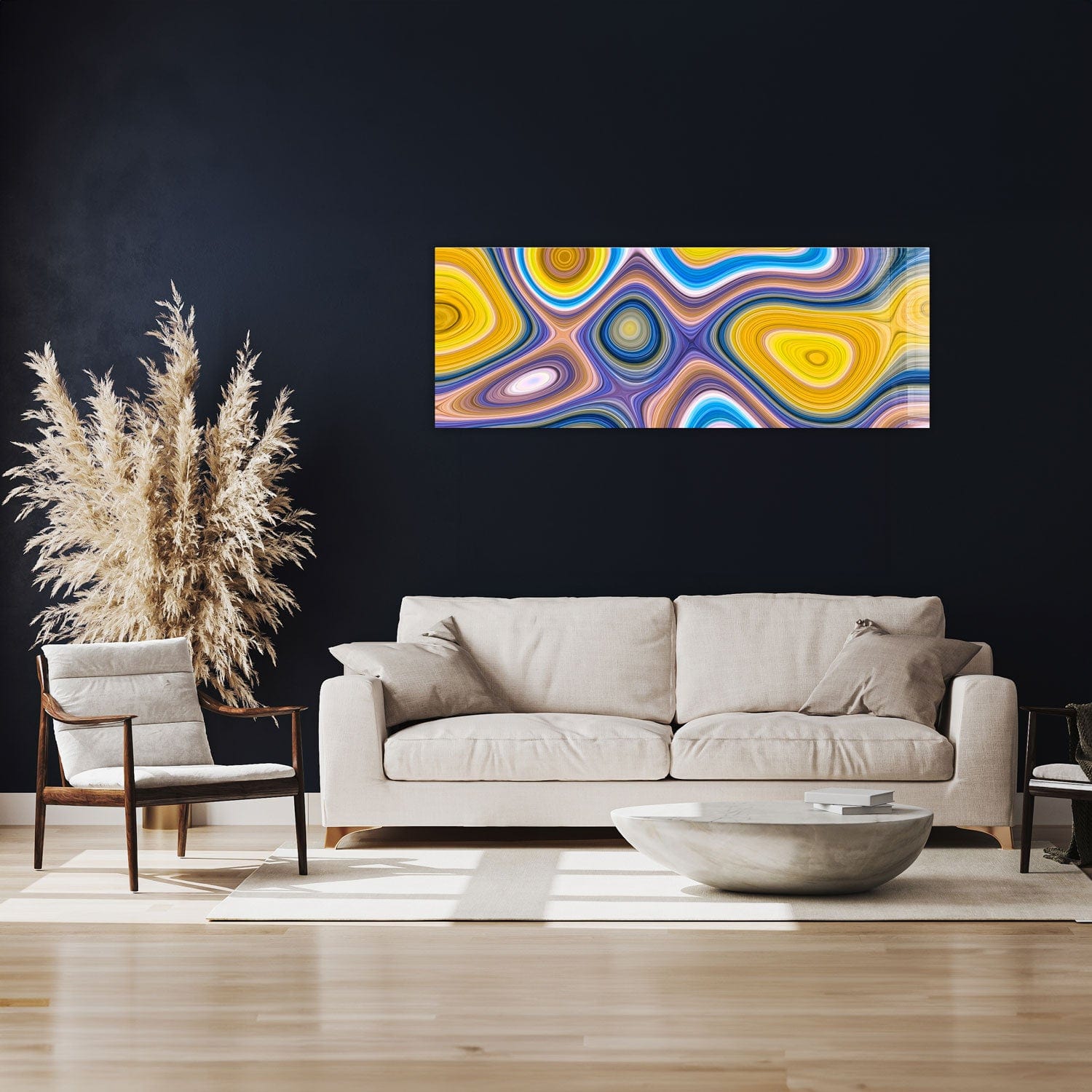 Artronauts Glass Print 92x36cm Abstract Spots - Panoramic
