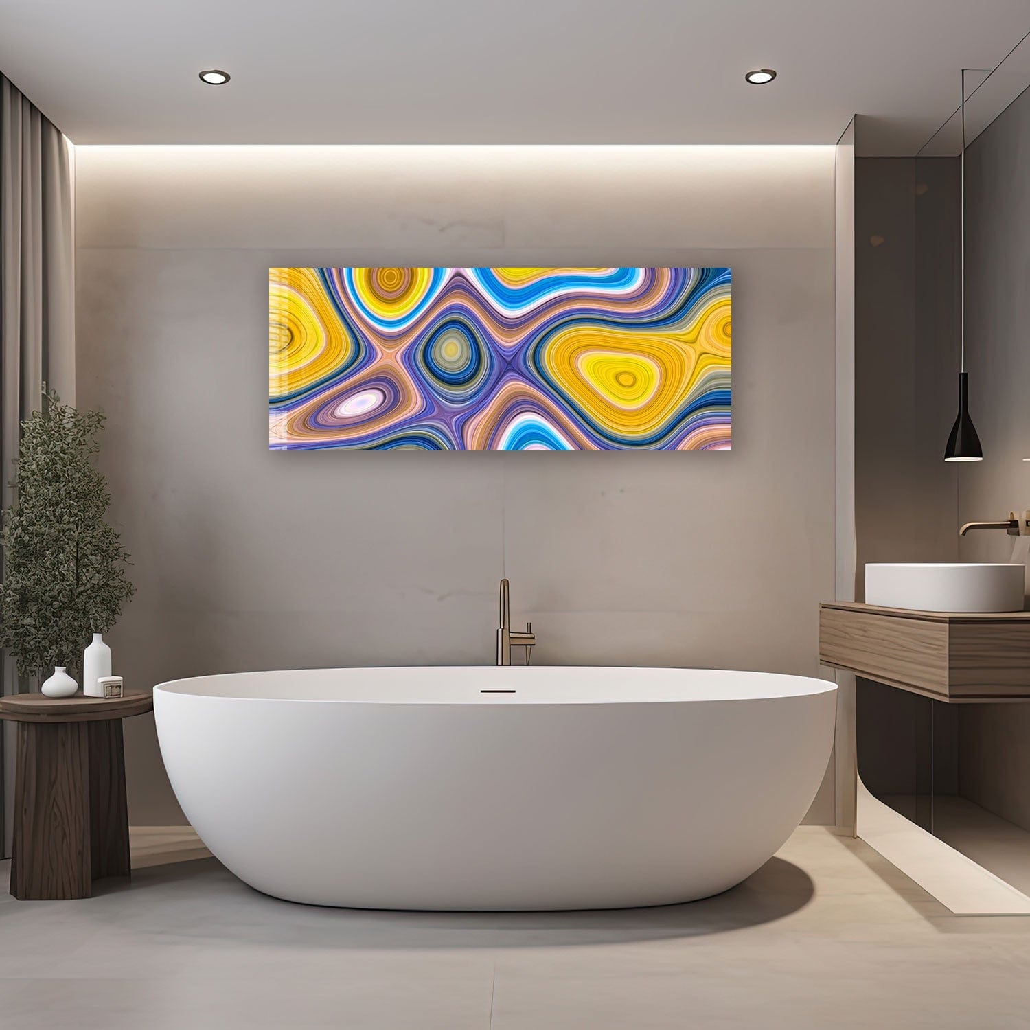 Artronauts Glass Print 92x36cm Abstract Spots - Panoramic