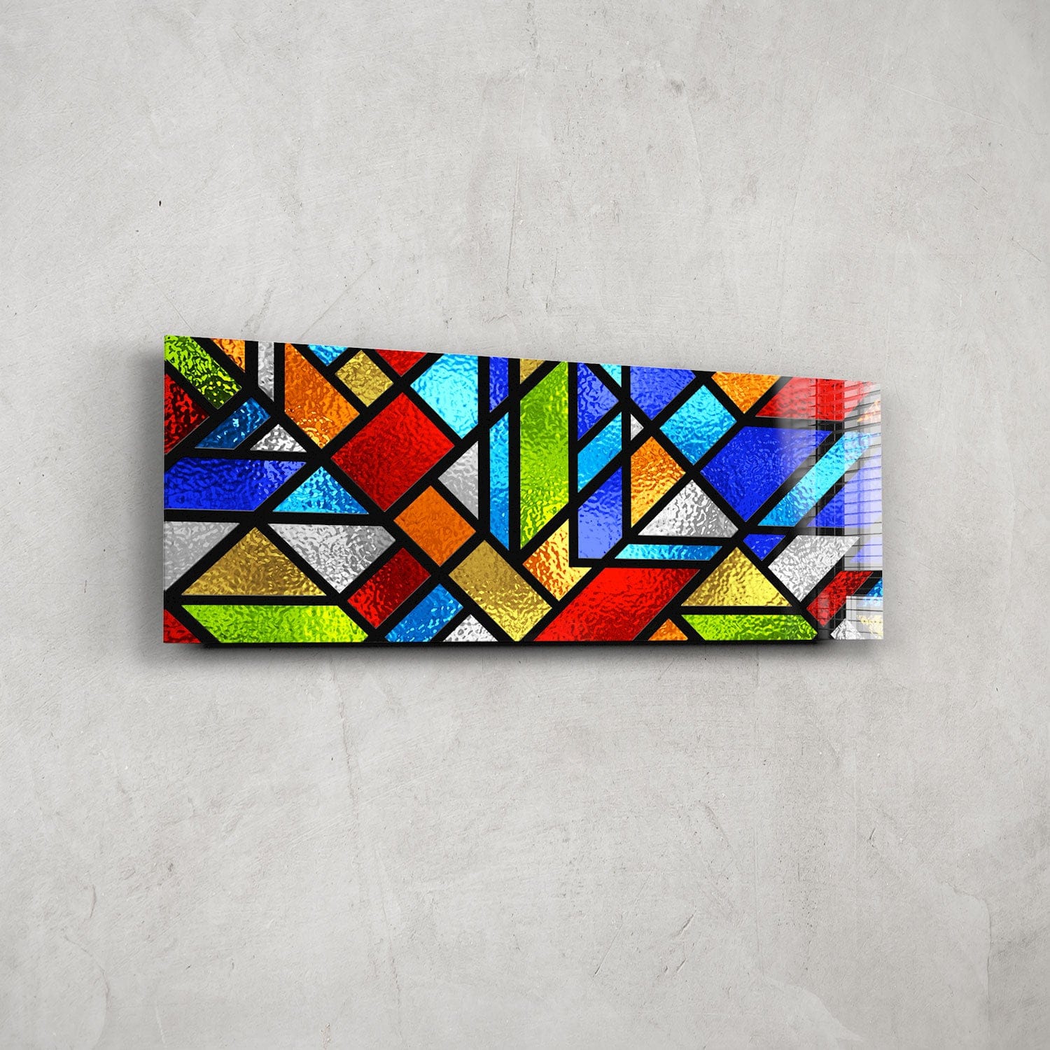 Artronauts Glass Print 92x36cm Colourful Shapes Stained Glass - Panoramic