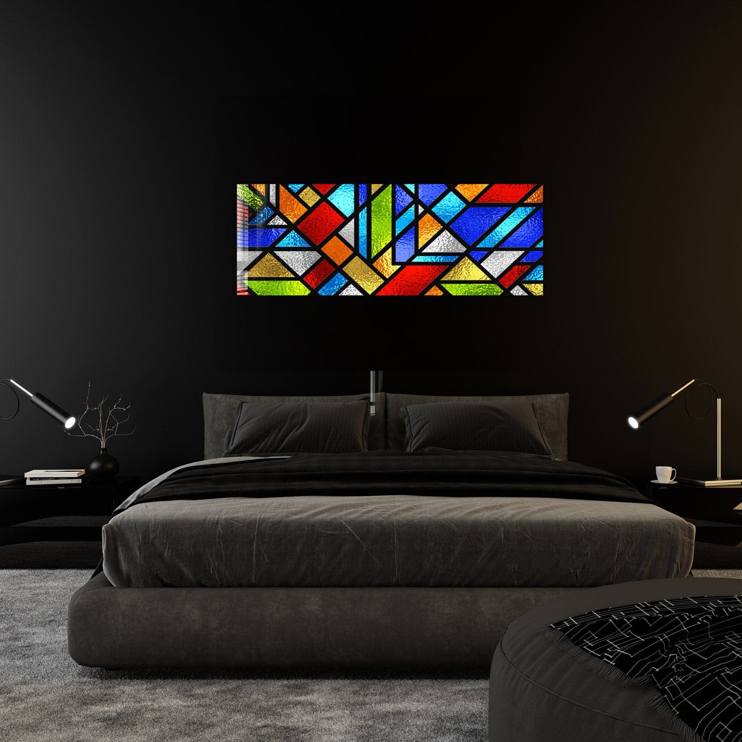 Artronauts Glass Print 92x36cm Colourful Shapes Stained Glass - Panoramic