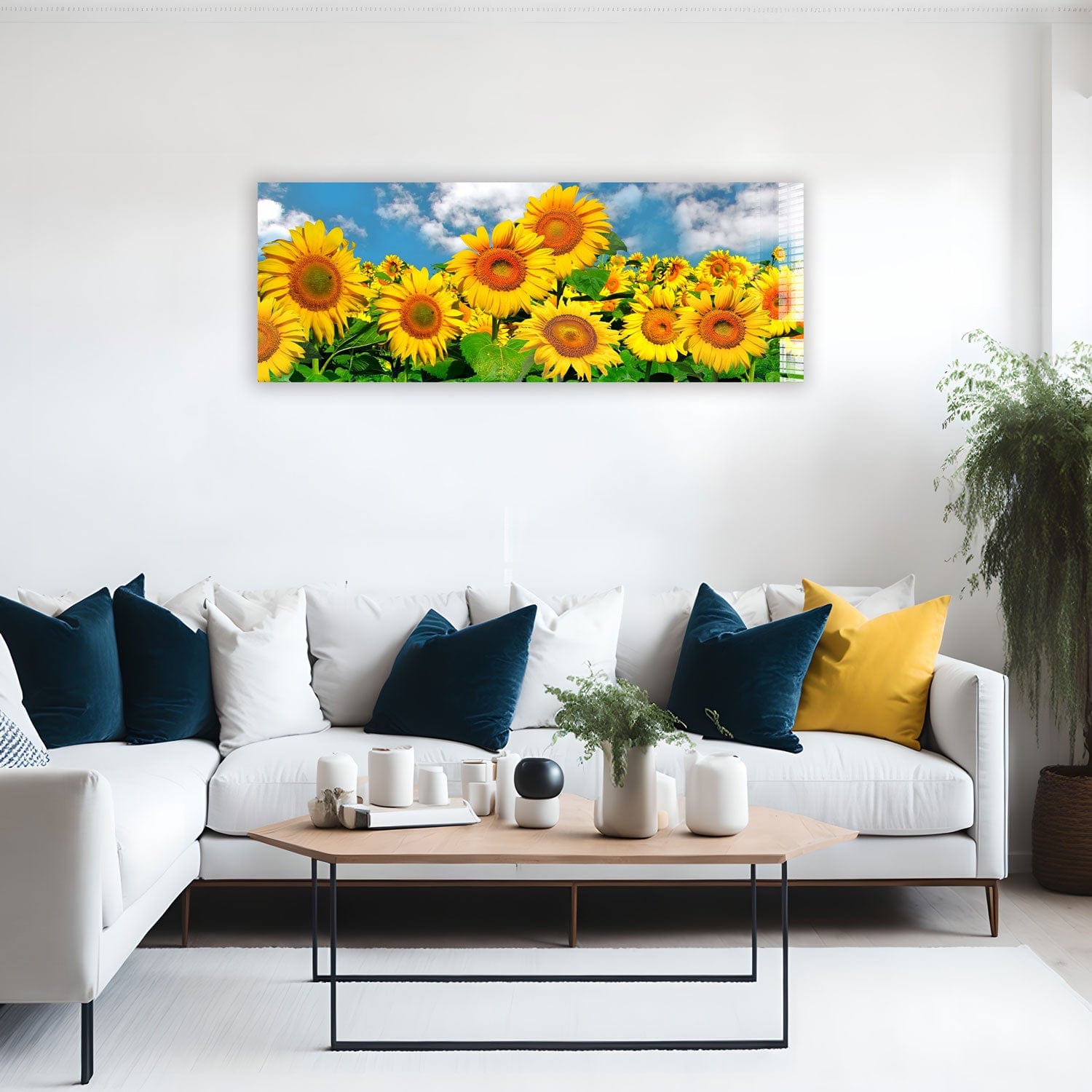 Artronauts Glass Print 92x36cm Happy Sunflowers - Panoramic