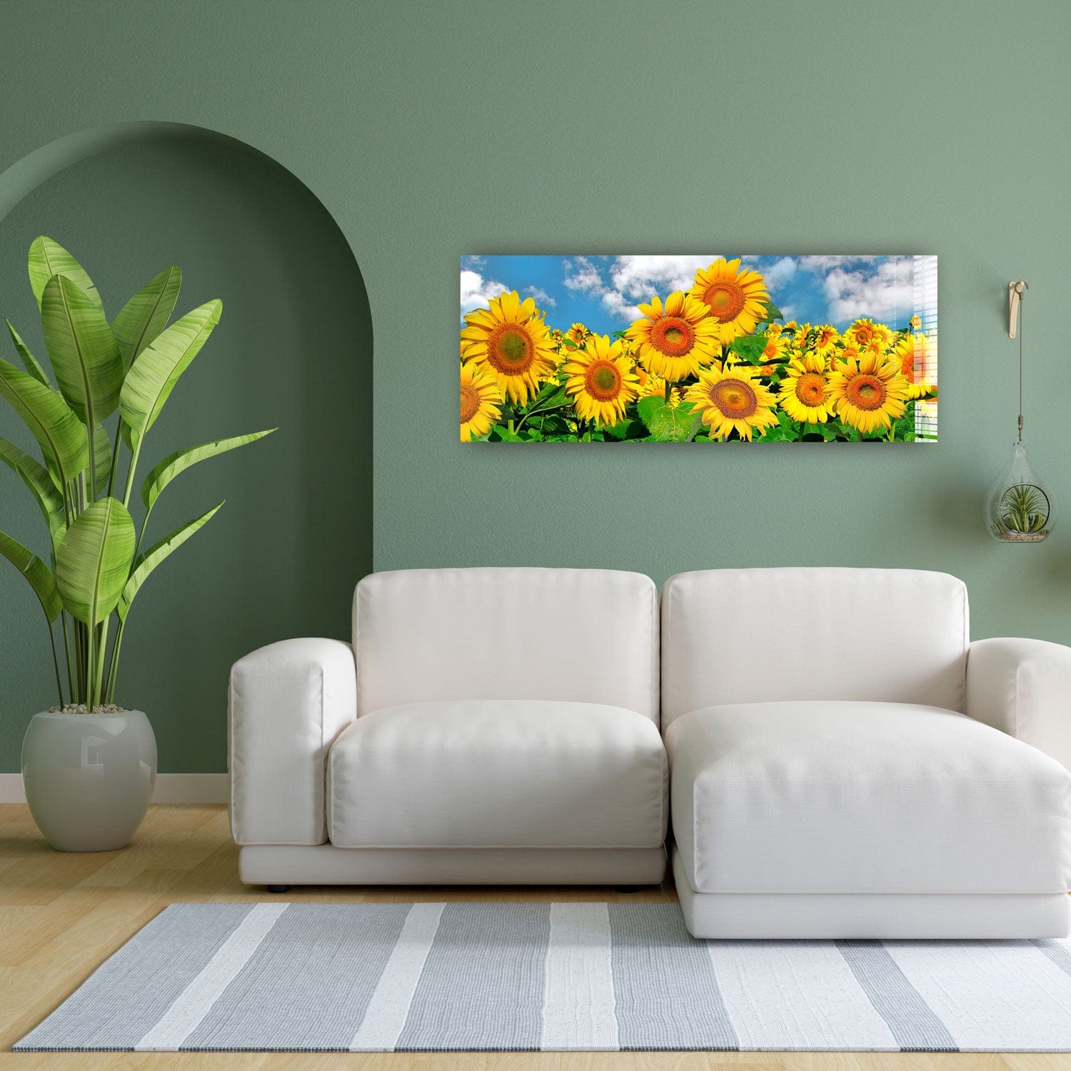 Artronauts Glass Print 92x36cm Happy Sunflowers - Panoramic