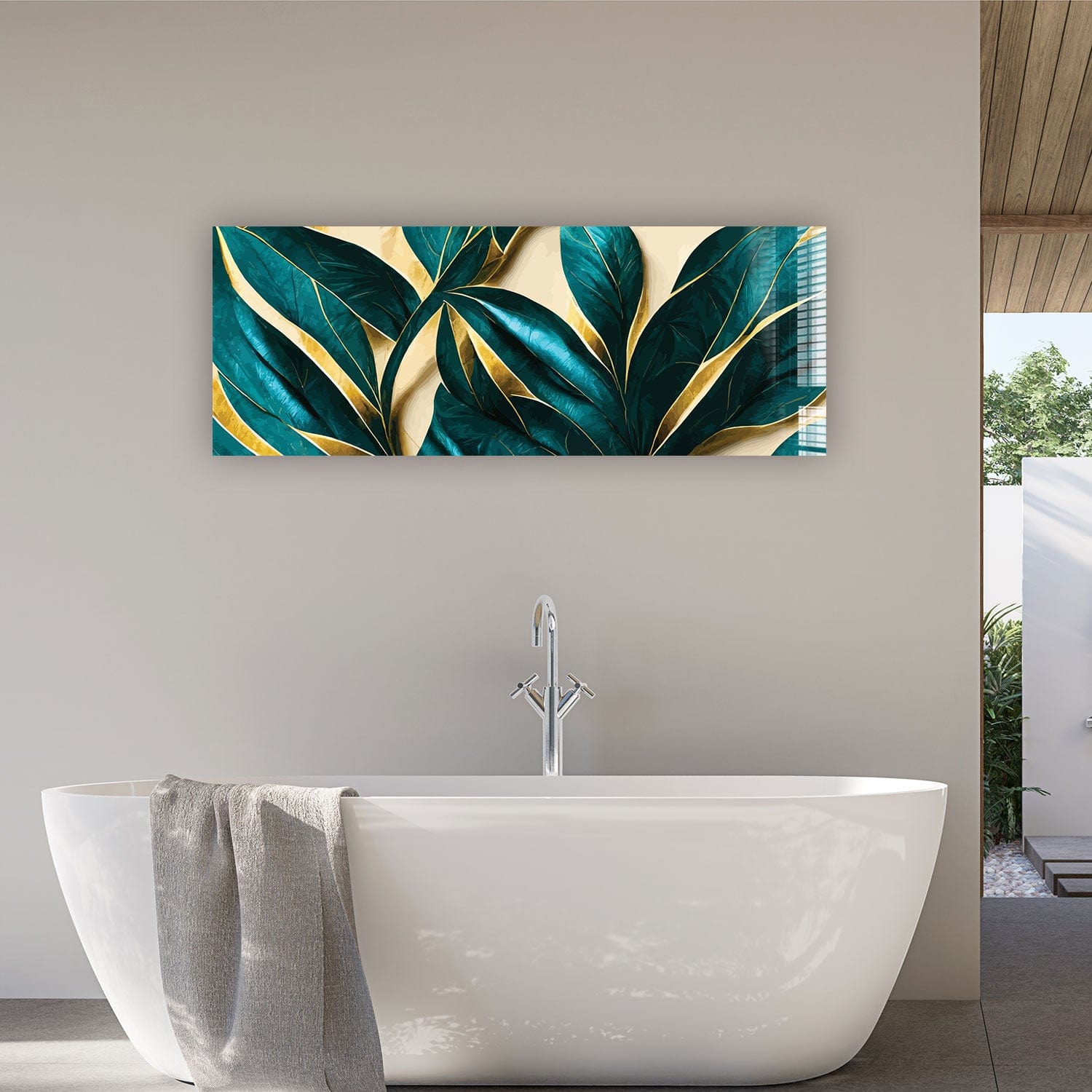 Artronauts Glass Print 92x36cm Vivid Leaves - Panoramic