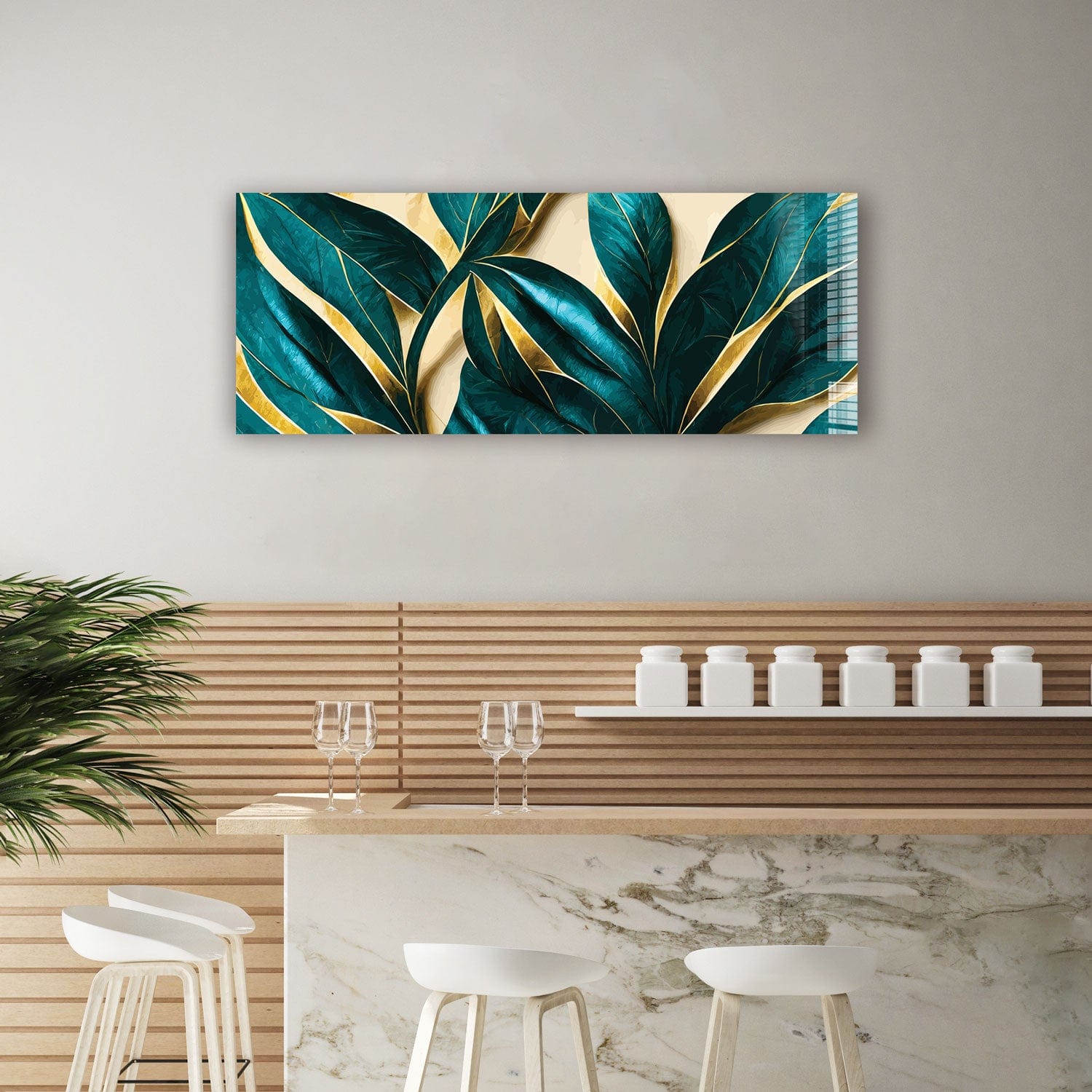 Artronauts Glass Print 92x36cm Vivid Leaves - Panoramic