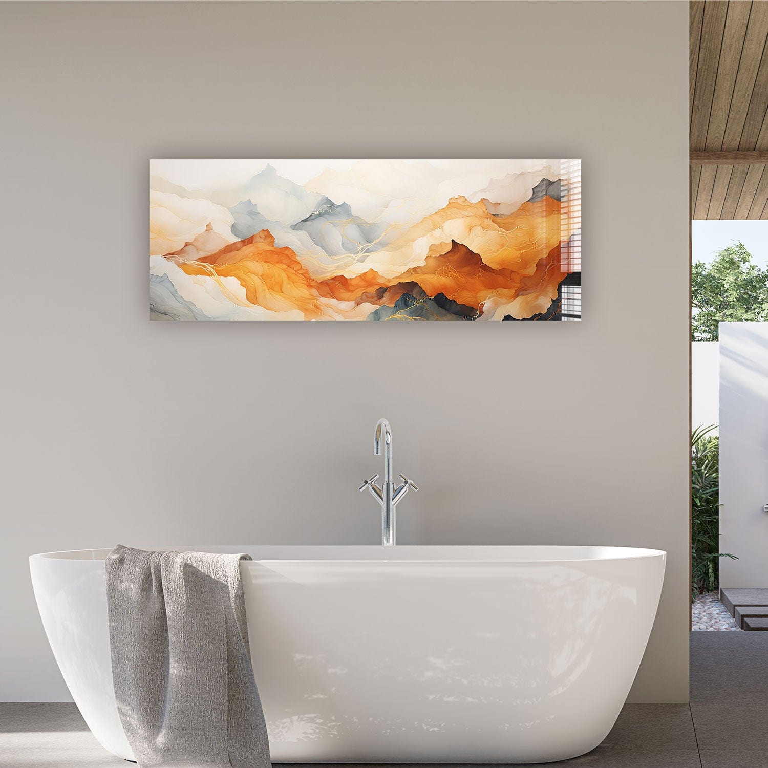 Artronauts Glass Print 92x36cm Abstract Mountains - Panoramic