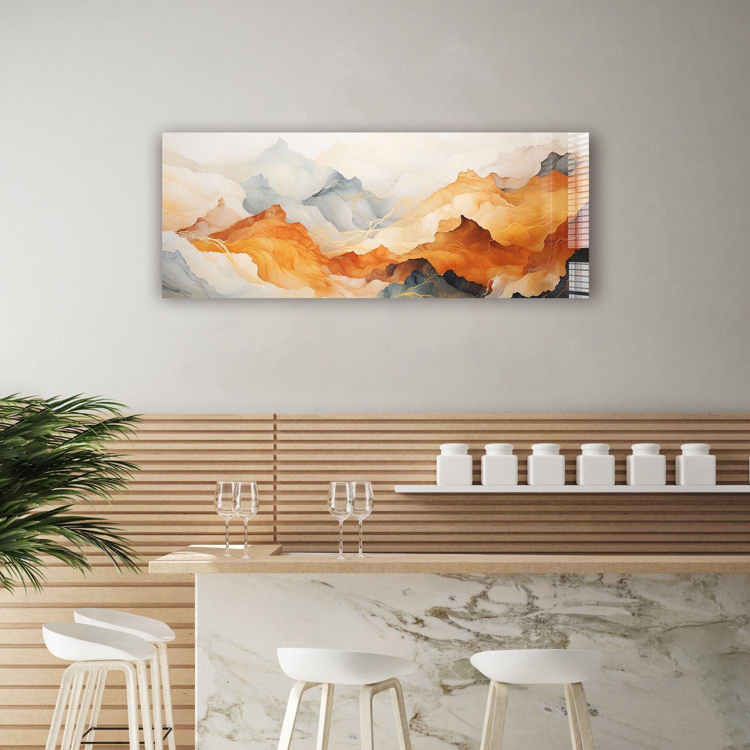 Artronauts Glass Print 92x36cm Abstract Mountains - Panoramic