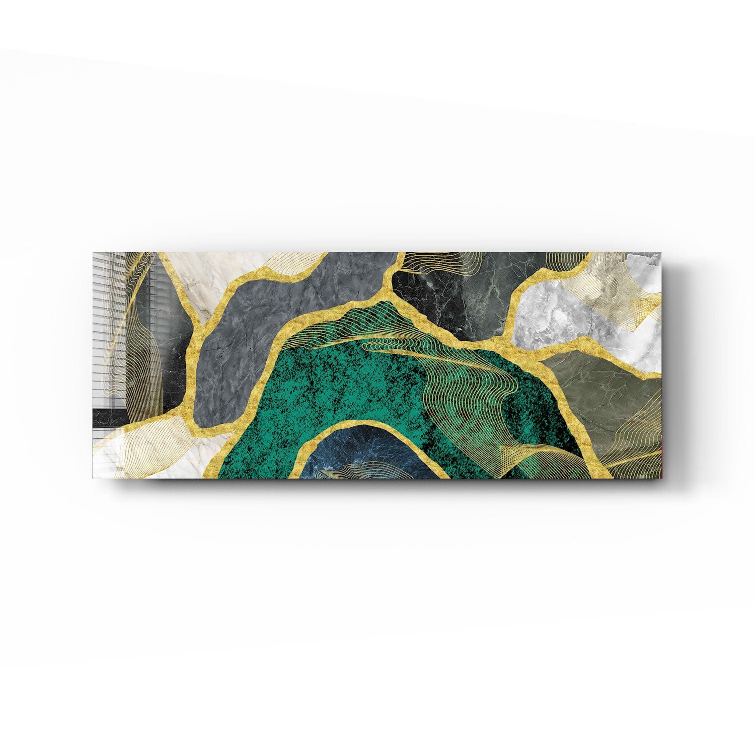 Artronauts Glass Print 92x36cm Green Marble Design - Panoramic