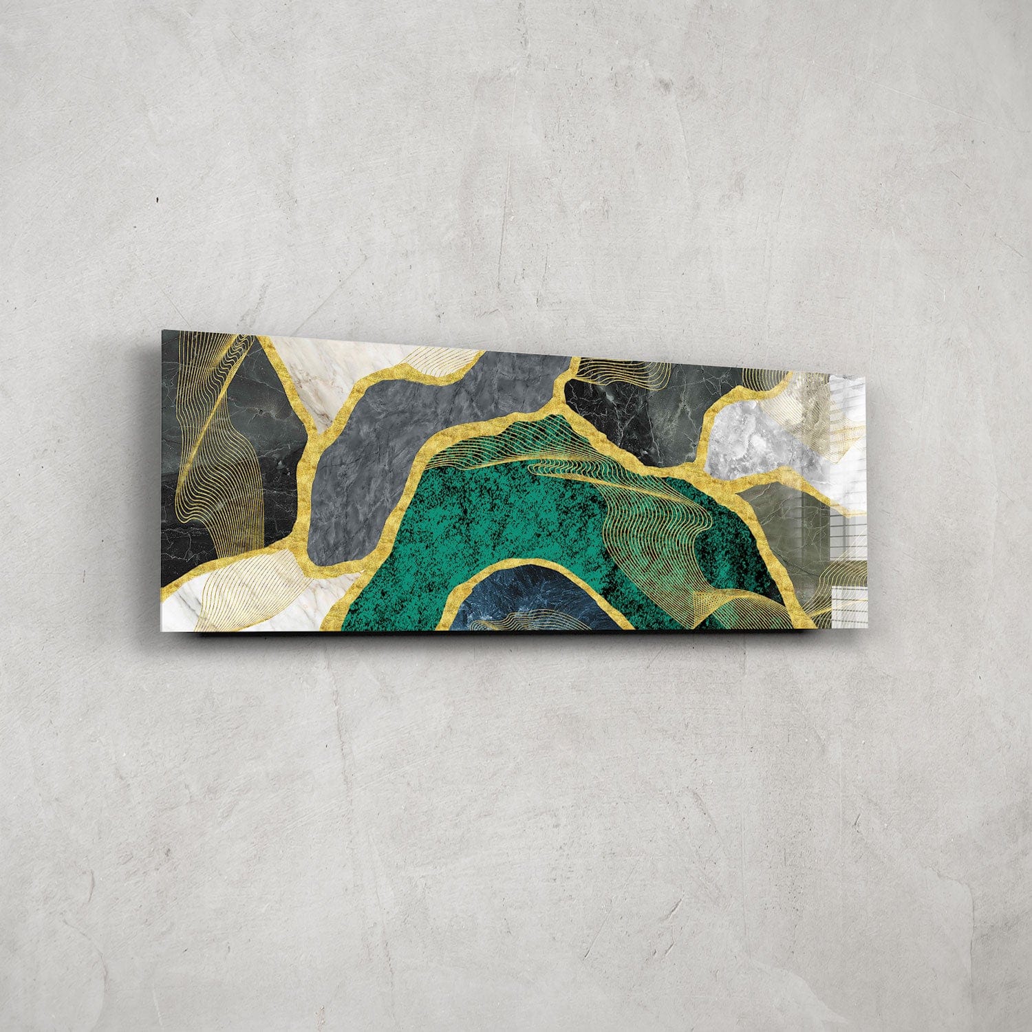 Artronauts Glass Print 92x36cm Green Marble Design - Panoramic