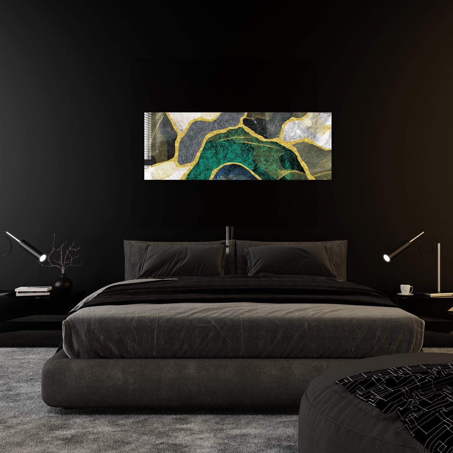 Artronauts Glass Print 92x36cm Green Marble Design - Panoramic