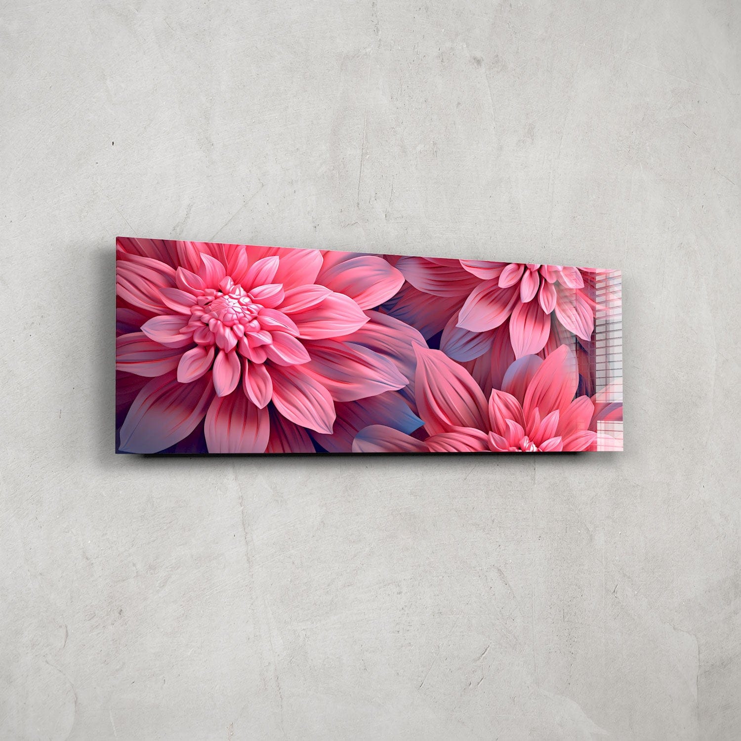 Artronauts Glass Print 92x36cm Pink Flowers - Panoramic