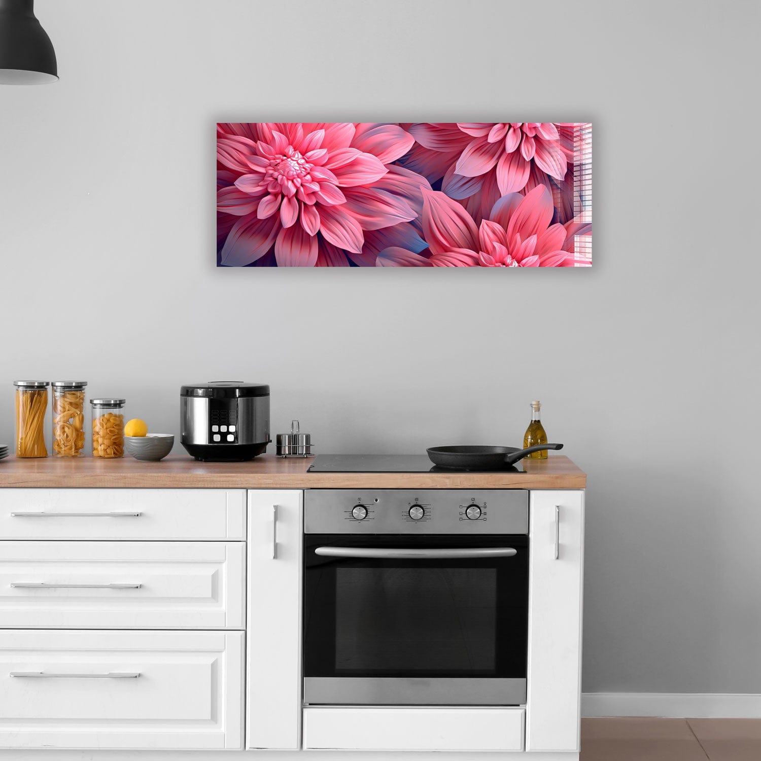 Artronauts Glass Print 92x36cm Pink Flowers - Panoramic