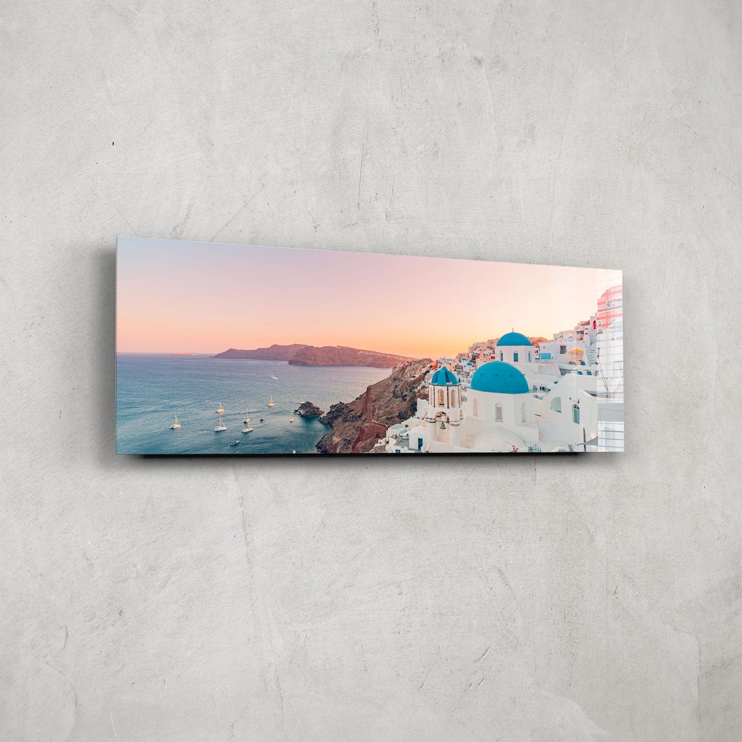 Artronauts Glass Print 92x36cm Greece Cave Houses - Panoramic