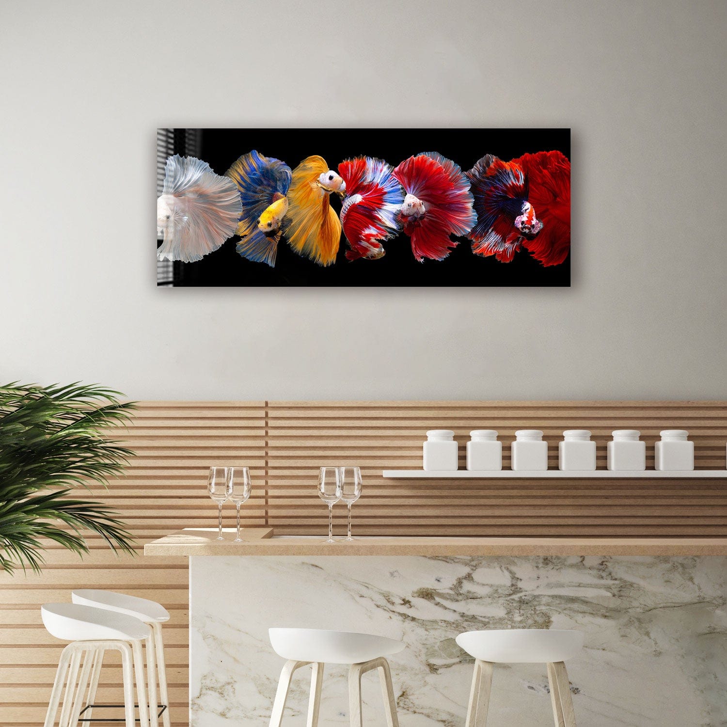 Artronauts Glass Print 92x36cm Betta Fishes - Panoramic