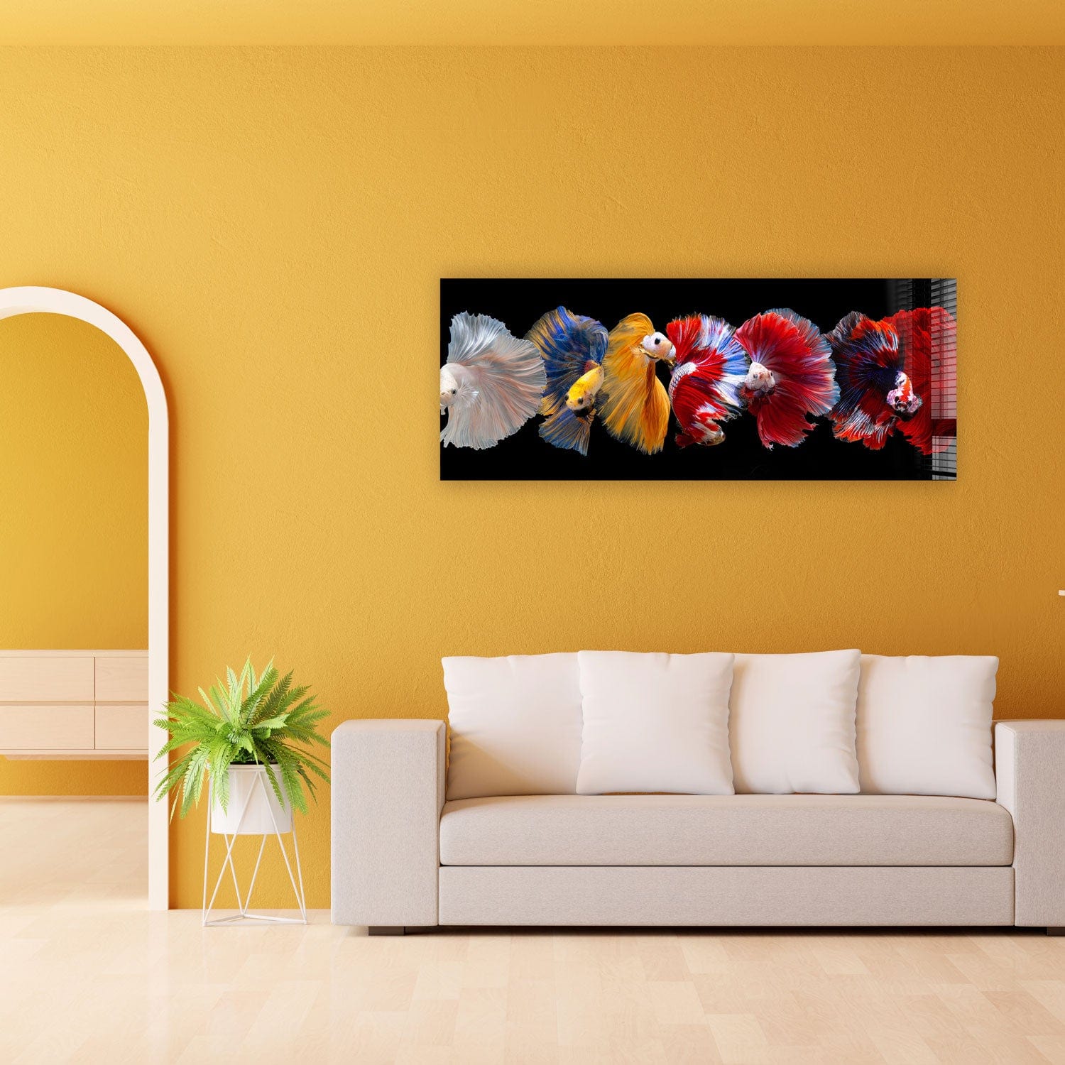 Artronauts Glass Print 92x36cm Betta Fishes - Panoramic