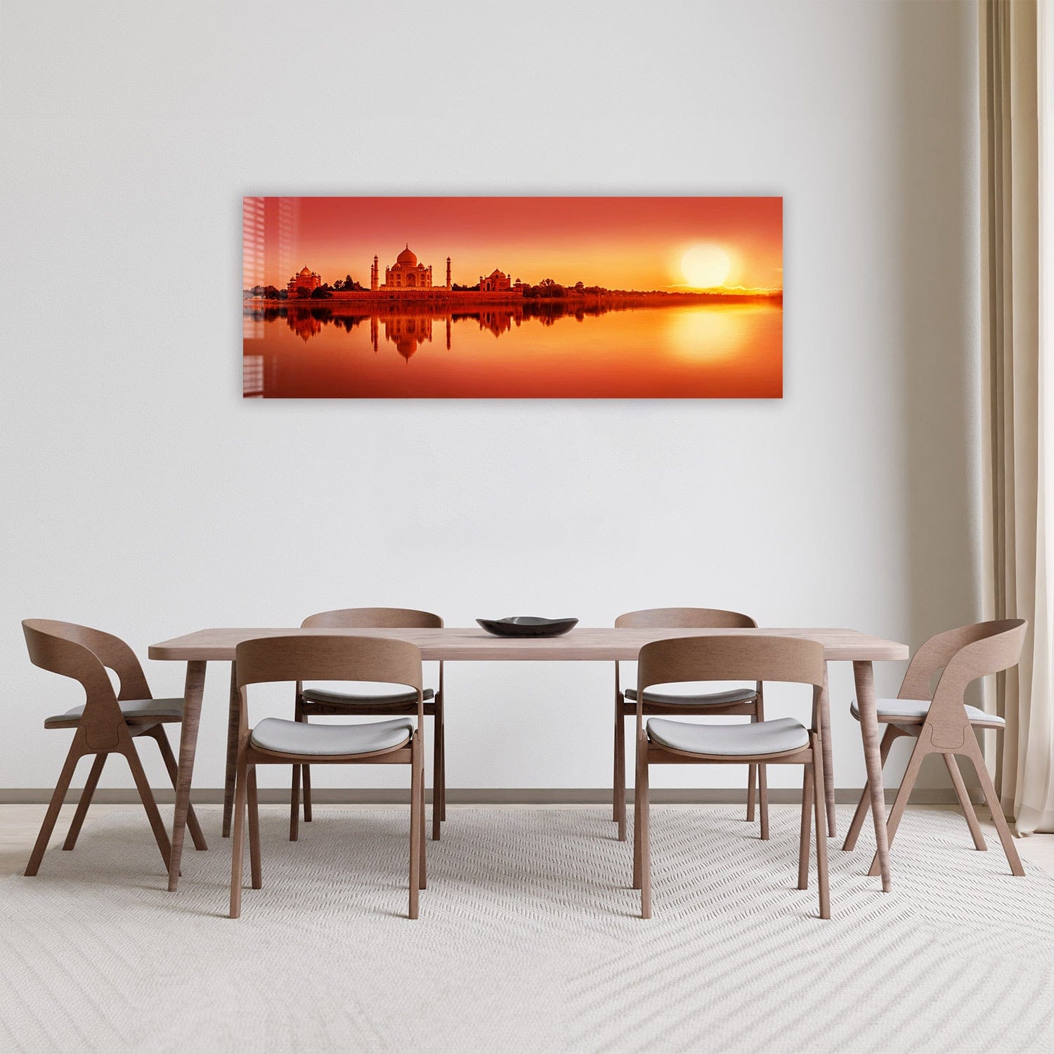 Artronauts Glass Print 92x36cm Sunset in Taj Mahal - Panoramic