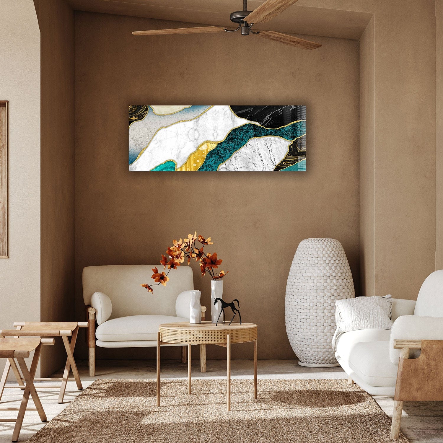 Artronauts Glass Print 92x36cm Marble Design - Panoramic