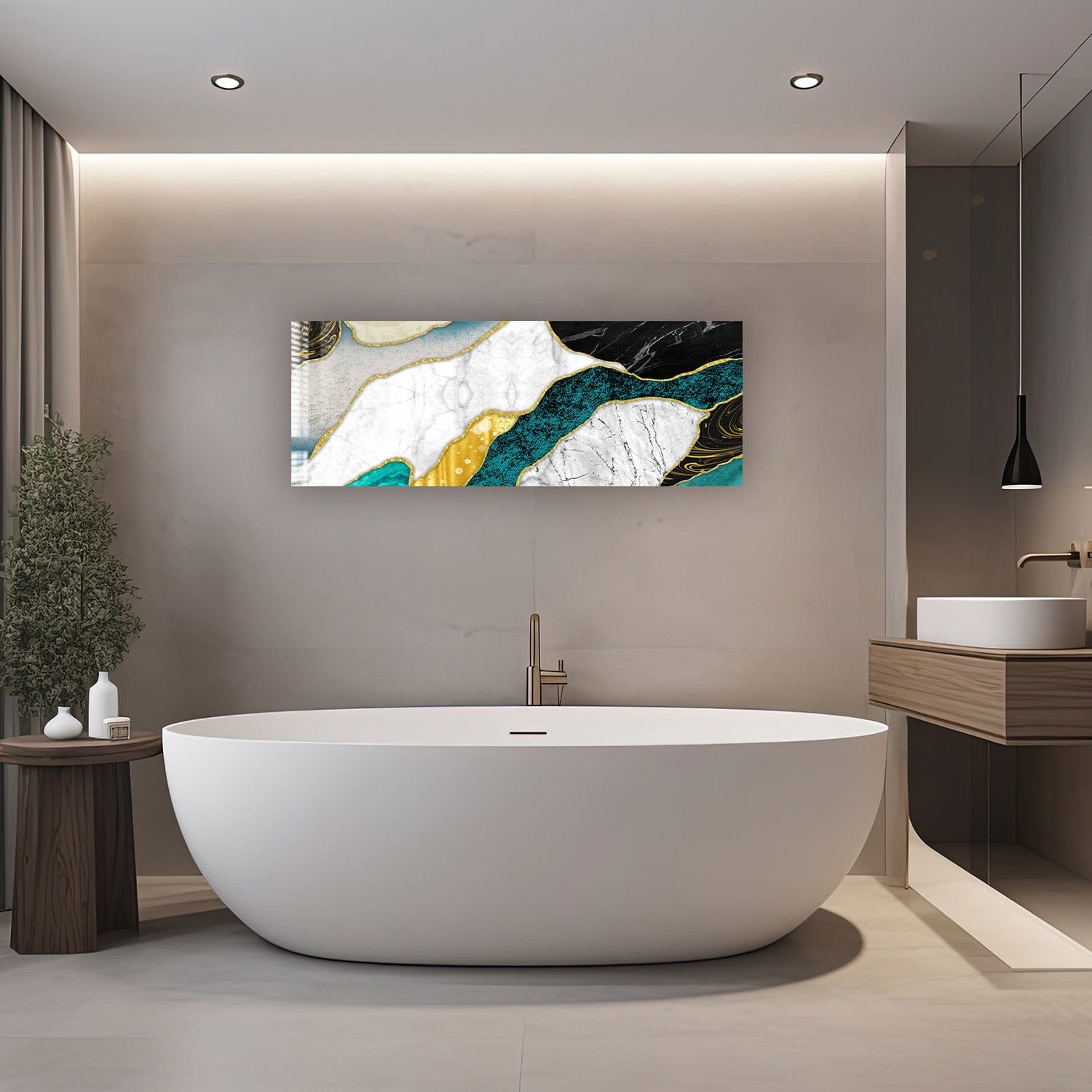 Artronauts Glass Print 92x36cm Marble Design - Panoramic