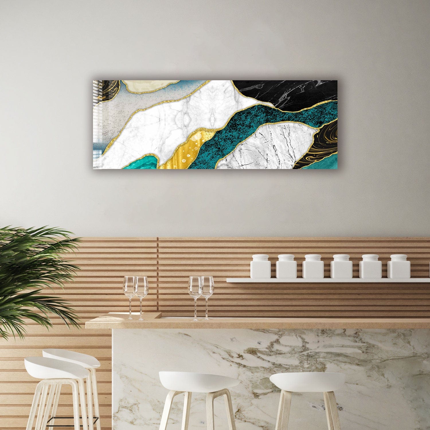 Artronauts Glass Print 92x36cm Marble Design - Panoramic