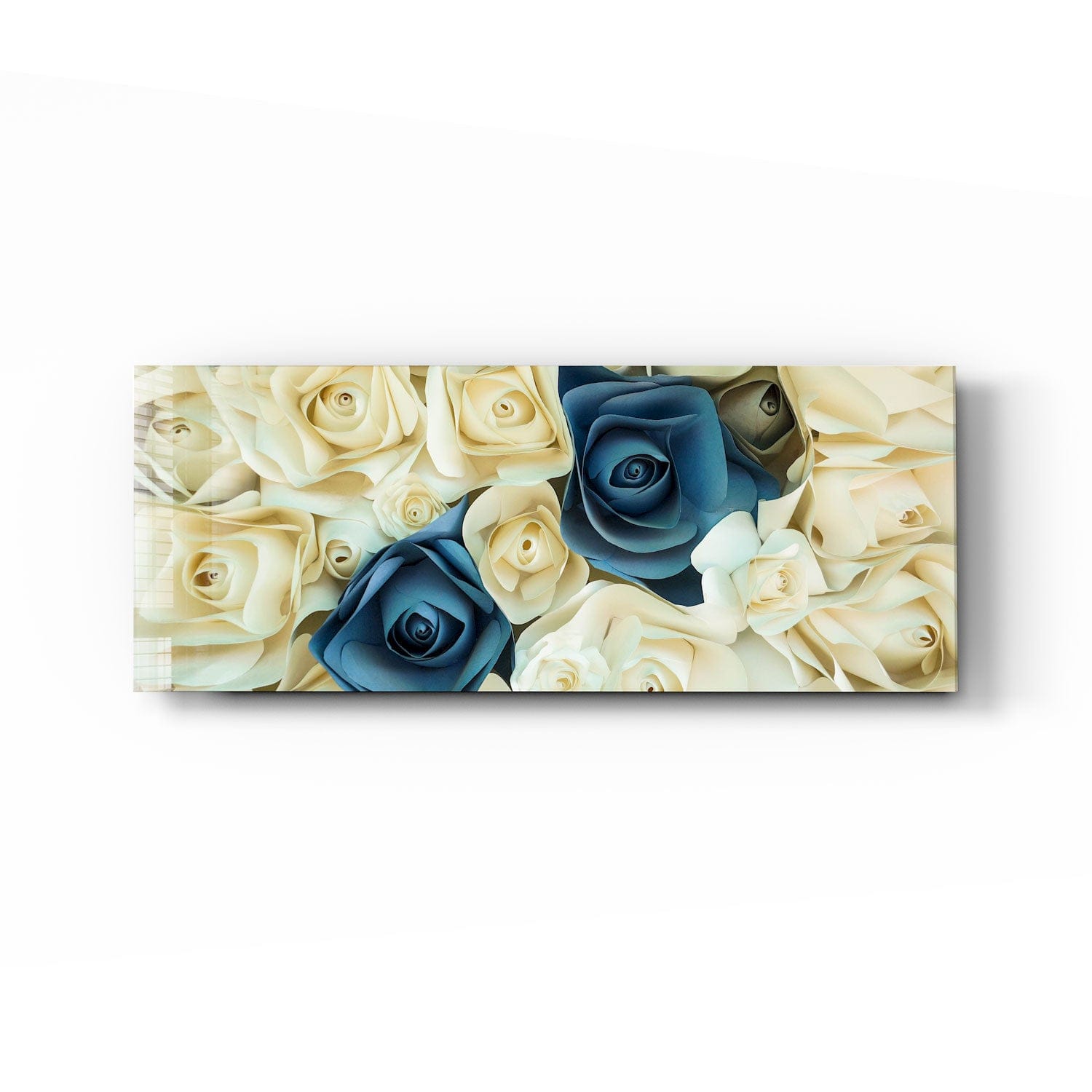 Artronauts Glass Print 92x36cm White & Blue Roses - Panoramic