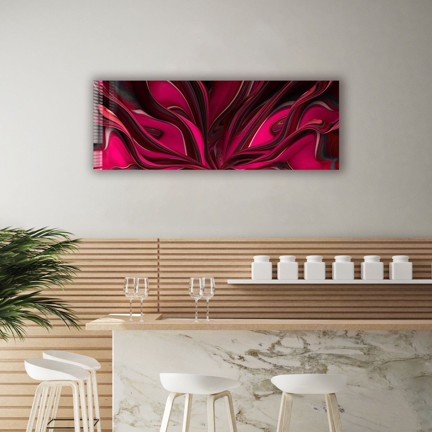 Artronauts Glass Print 92x36cm Pinky Abstract - Panoramic
