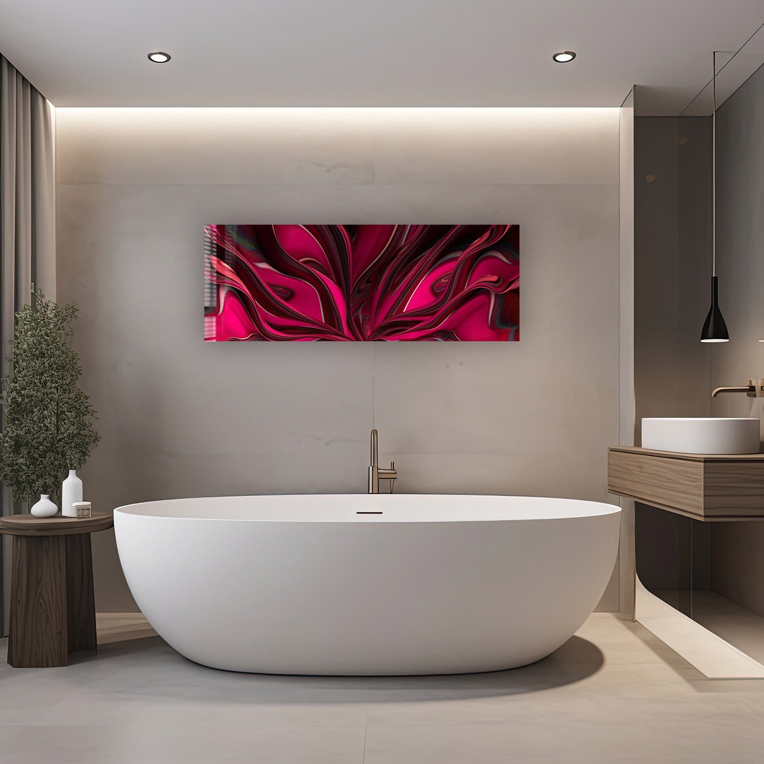 Artronauts Glass Print 92x36cm Pinky Abstract - Panoramic