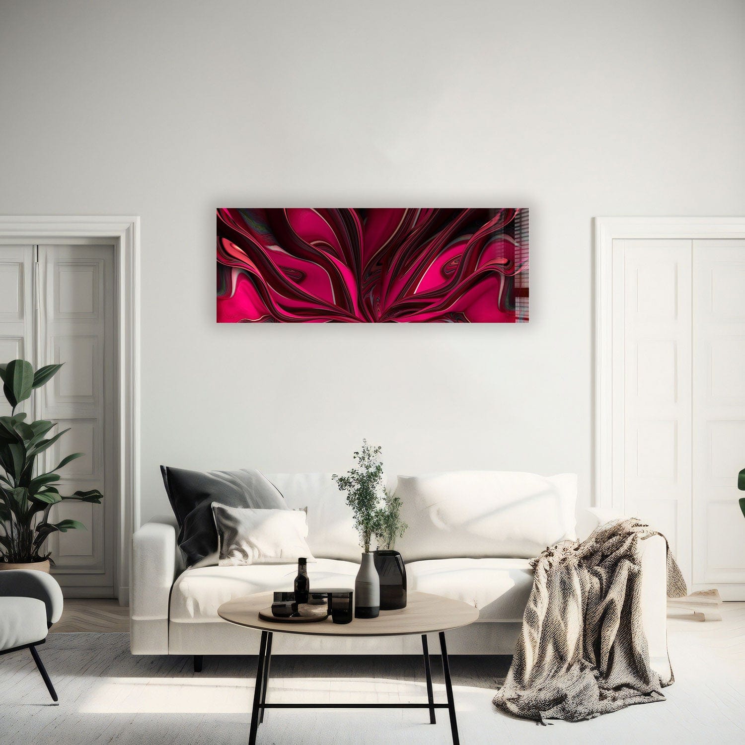 Artronauts Glass Print 92x36cm Pinky Abstract - Panoramic